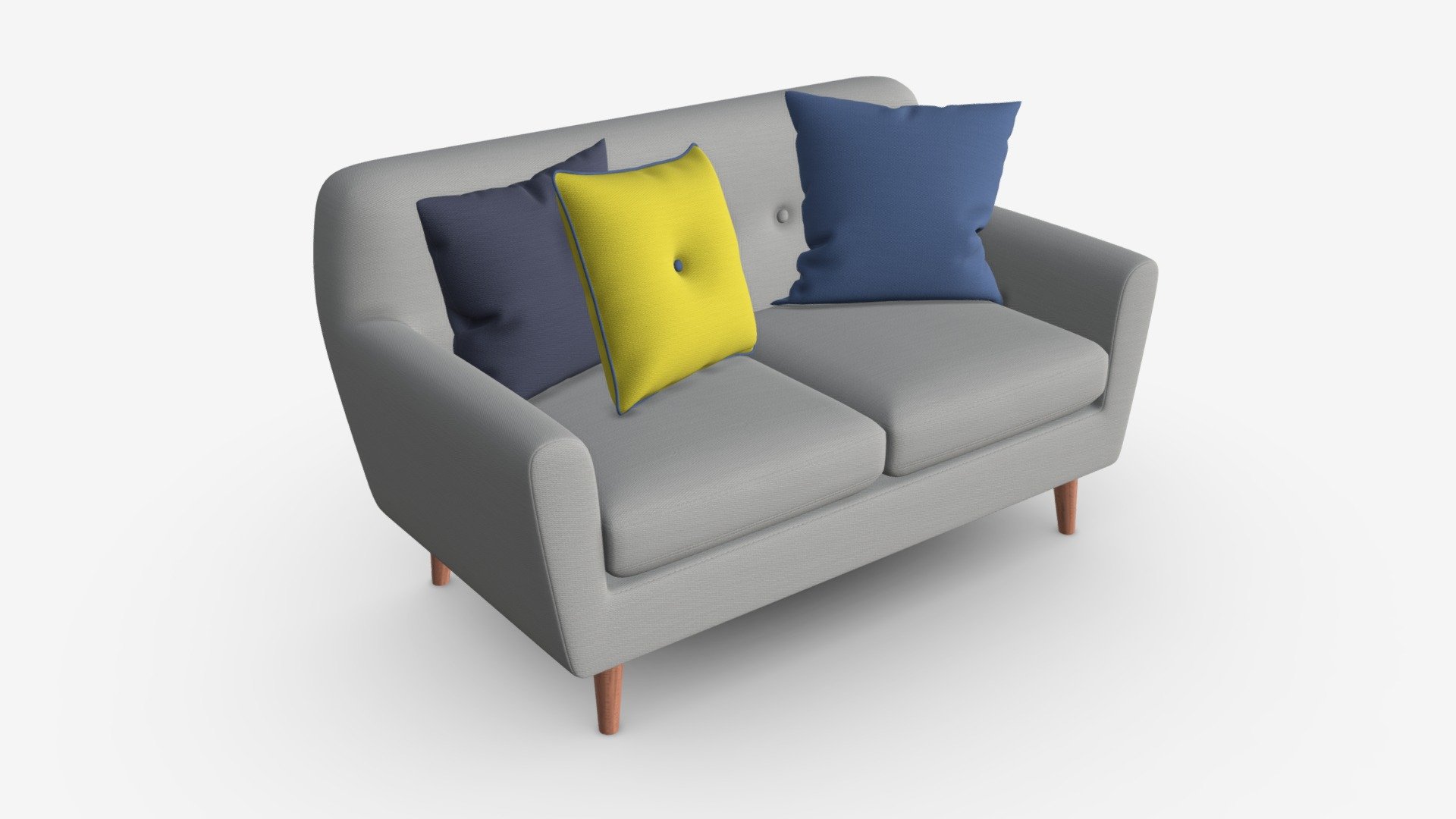 Modern 2-seat sofa with pillows 02 3d model