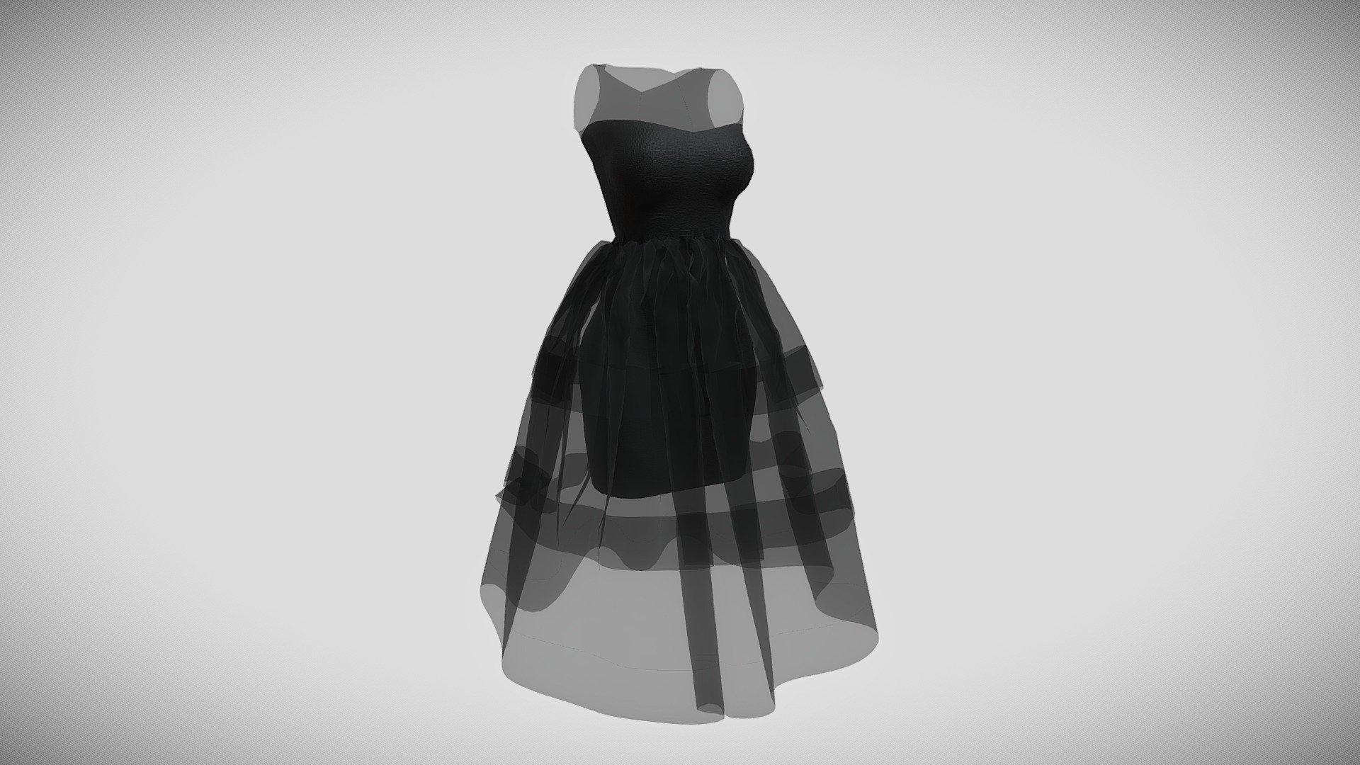 Organza black dress 3d model