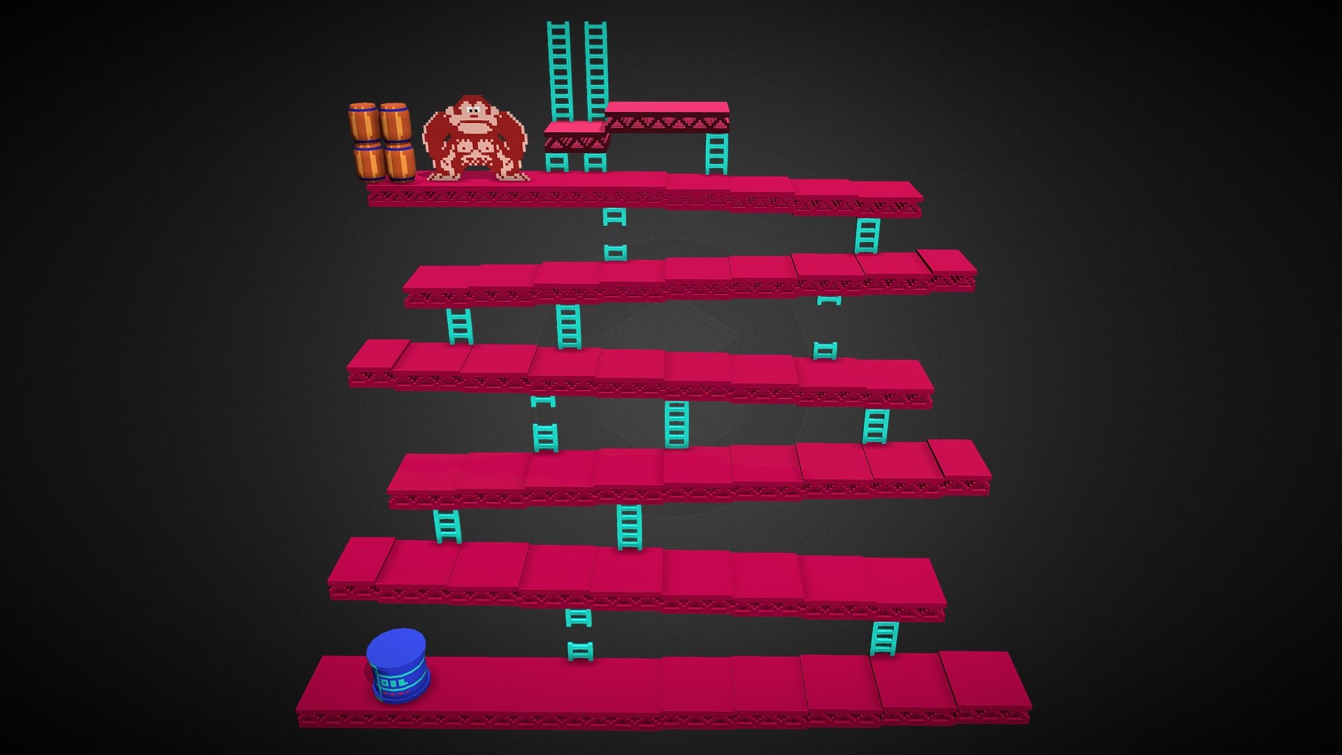 Classic Donkey Kong Level (NES) 3d model