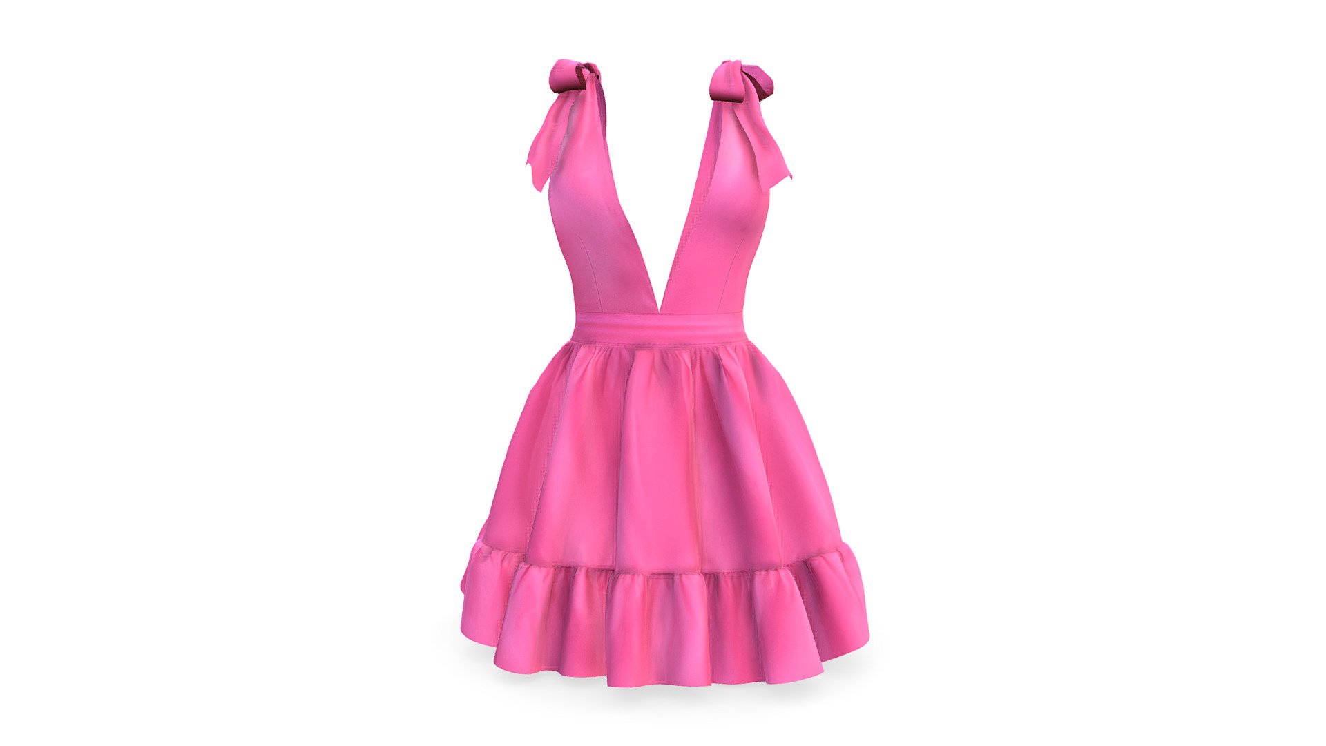 Mini Ruffled Skirt Pink Dress 3d model