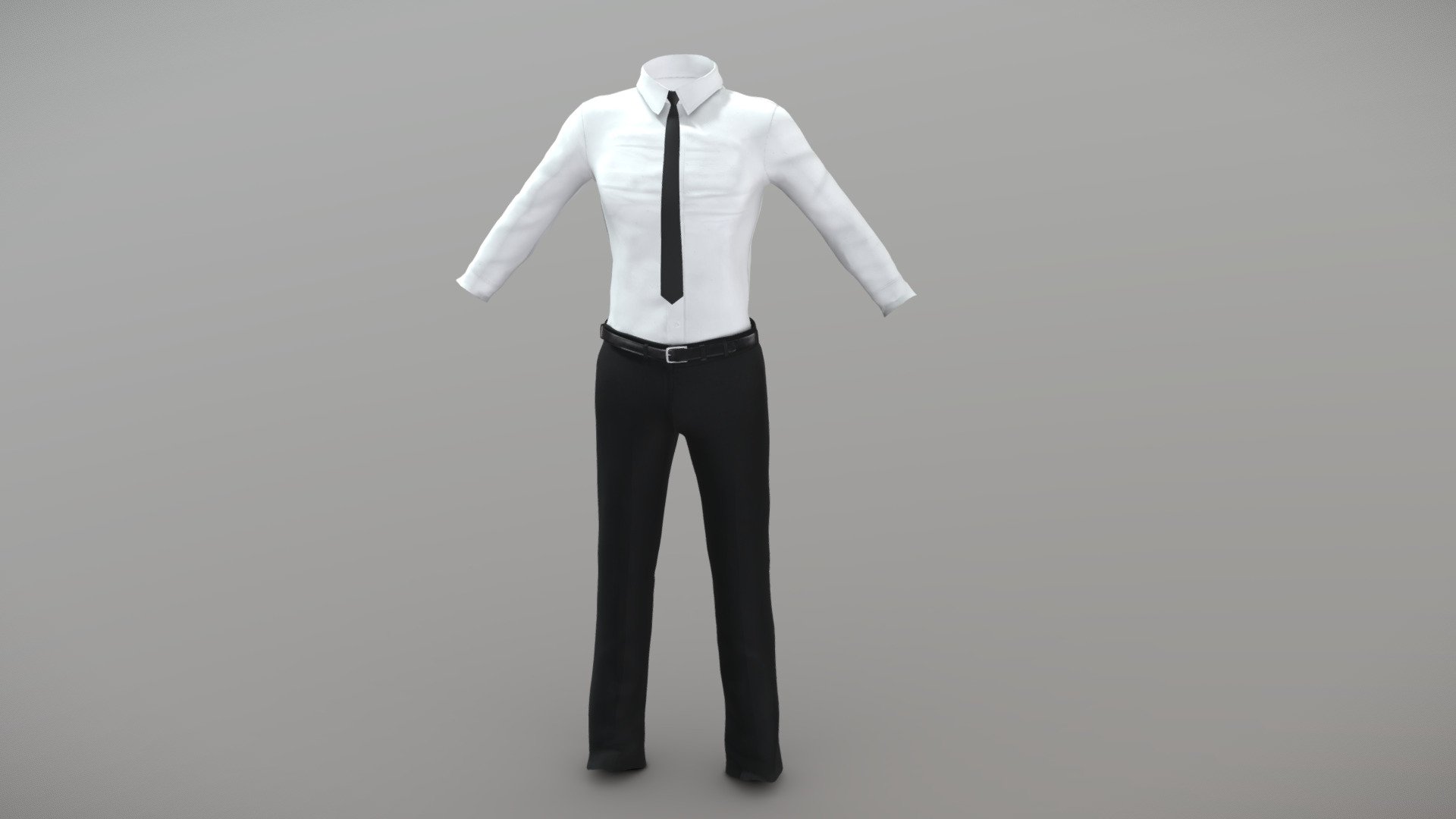 Mens White Shirt Black Trousers Tie Outfit 3d model