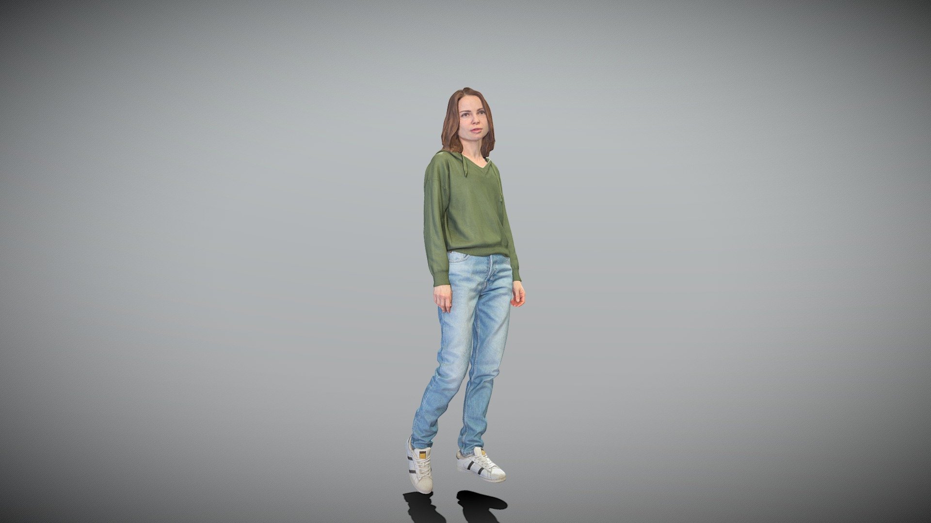 Young woman walking in casual outfit 396 3d model