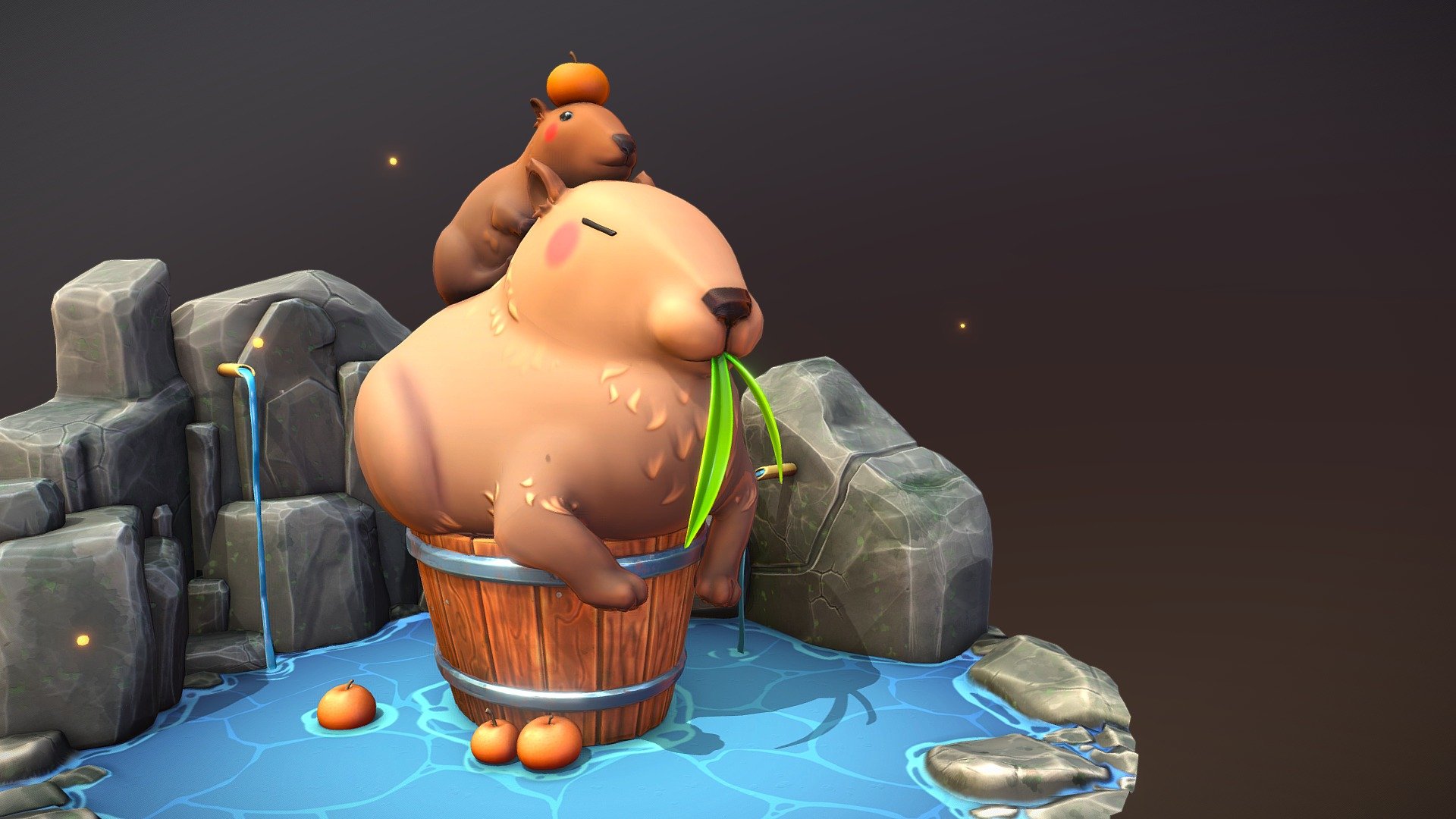 Capybara Hot Spring 3d model