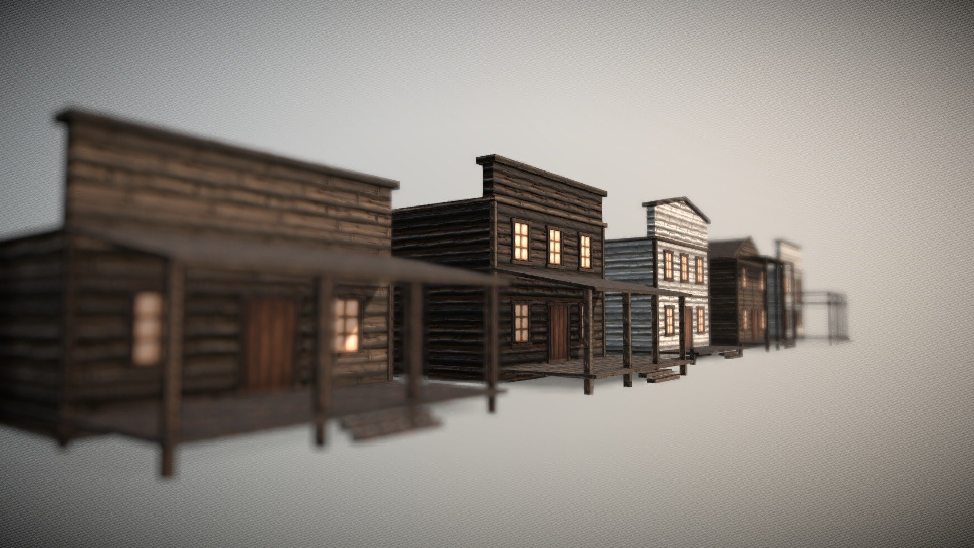 Western Pack: Hand Painted House Set (Low Poly) 3d model