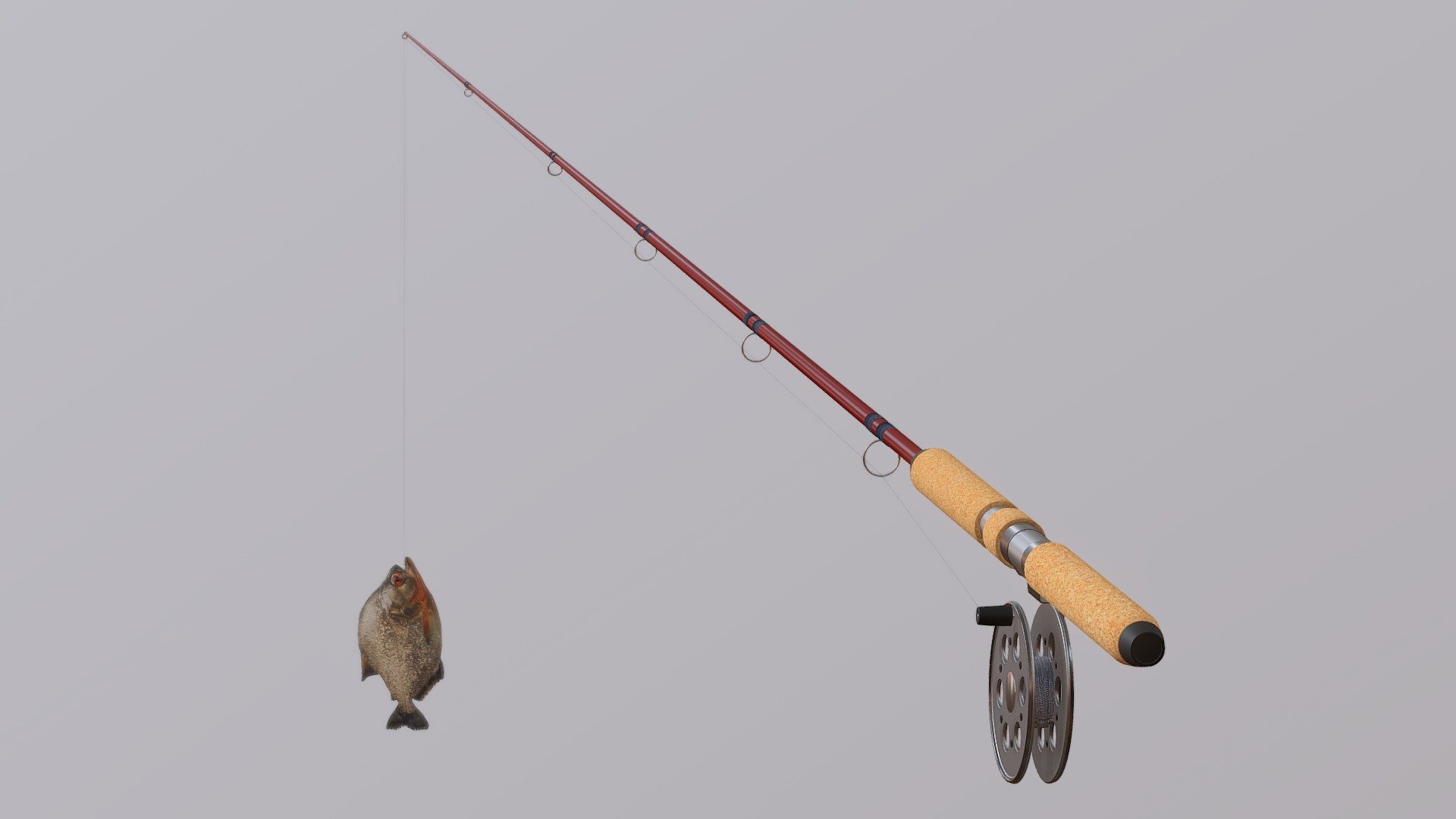 Fishing Rod with a Fish 3d model