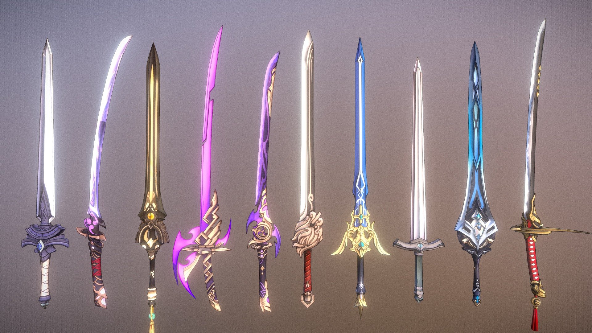 10 Genshin Impact Inspired Sword 3D Models 3d model