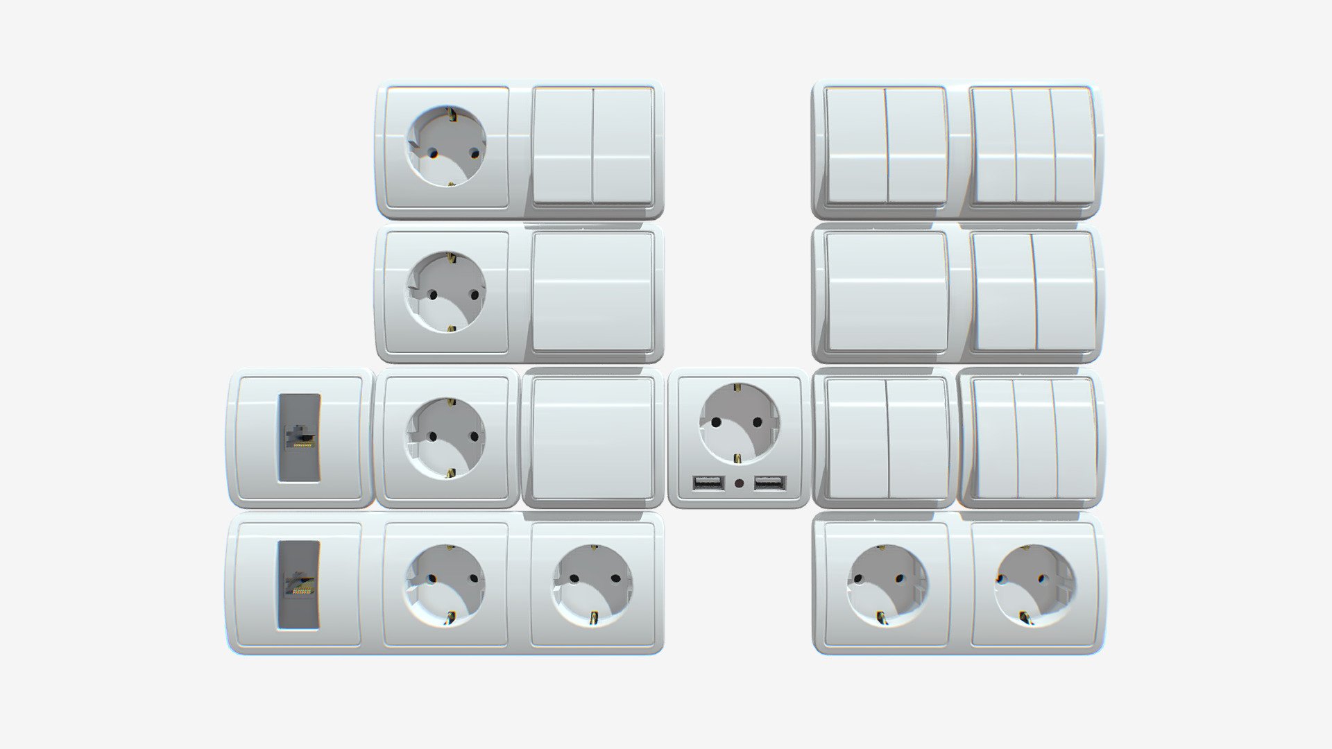 Electrical Socket and Light Switches A2 3d model