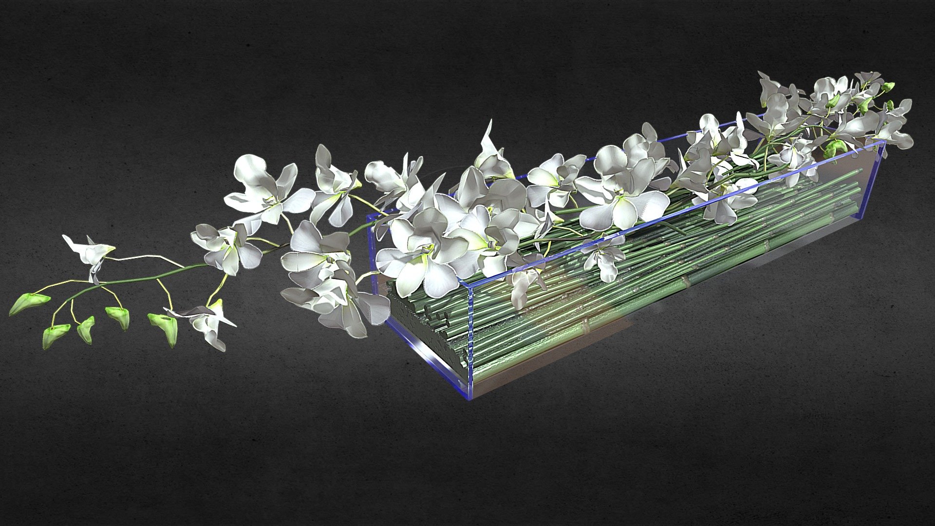 lily flowers and bamboo 3d model