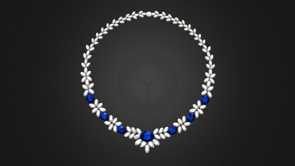 Traditional silver Plated Stone Necklace 3d model