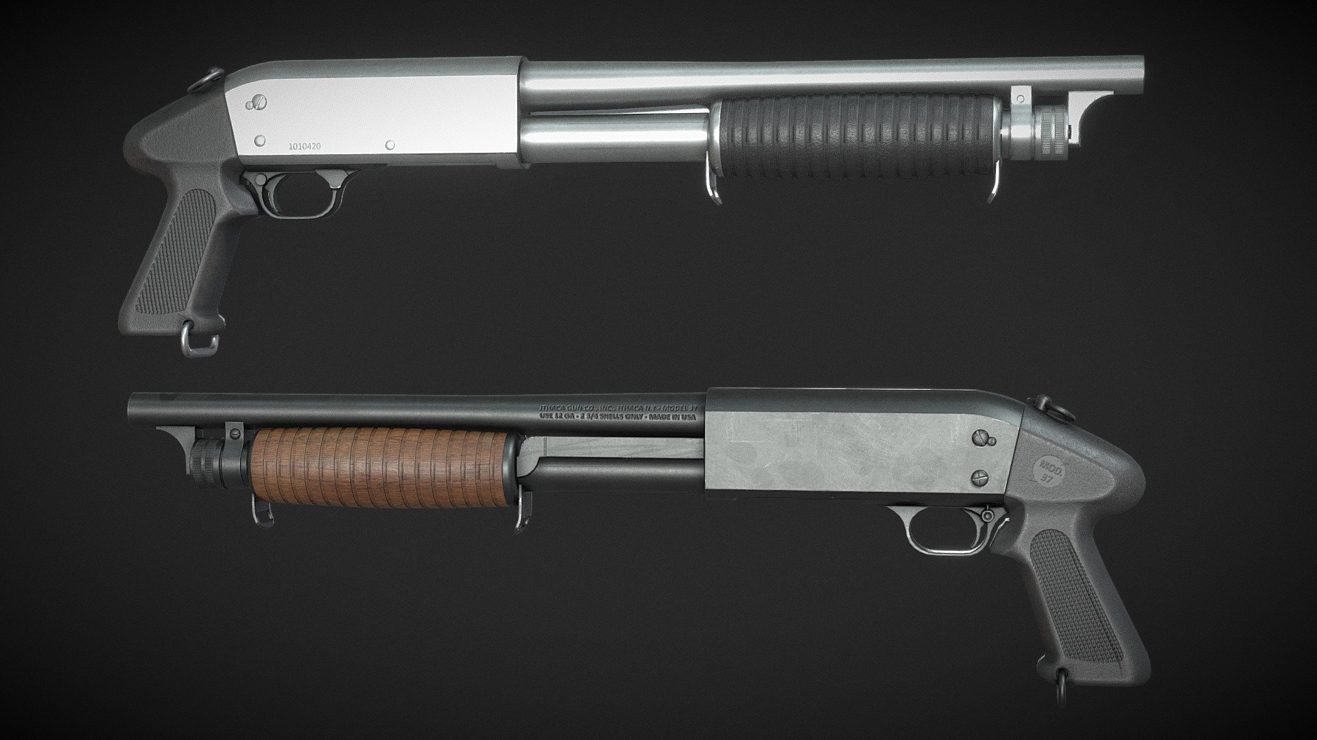 Ithaca Model 37 "Stakeout" Shotgun 3d model