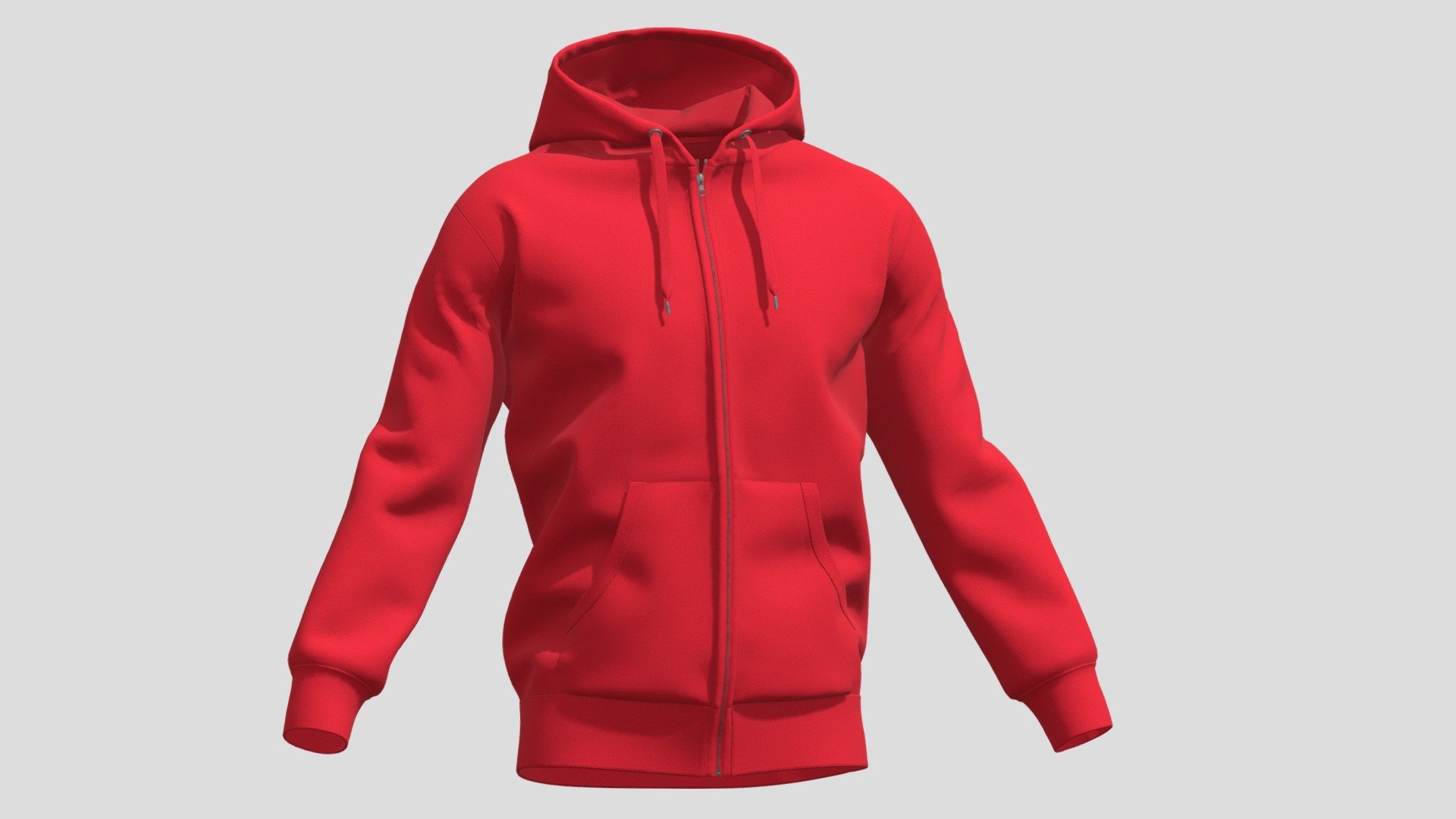 Hoodie Zip Red PBR Realistic 3d model