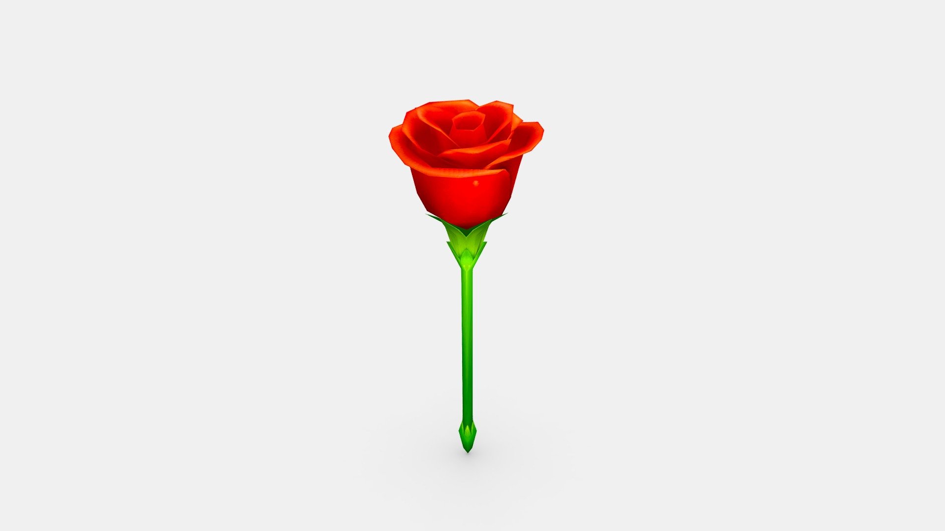 Cartoon red rose flower 3d model