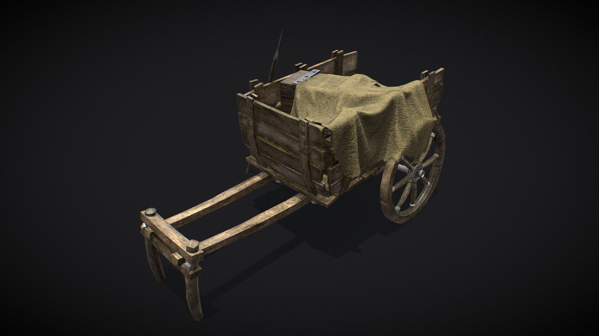 Medieval wooden cart 3d model