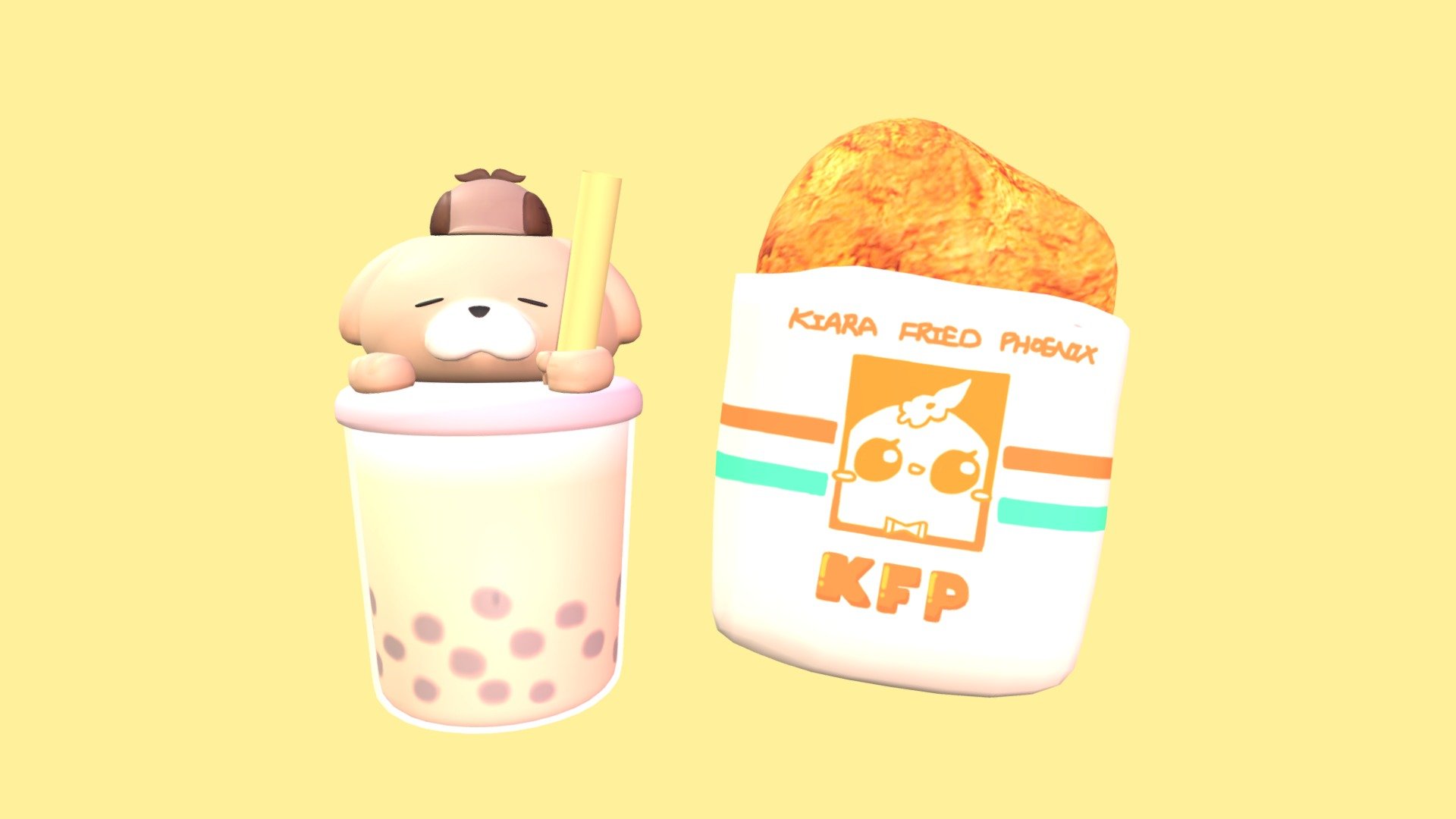 Bubba Tea And KFP 3d model