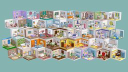 BIG PACK Cozy Cartoon Rooms Interiors