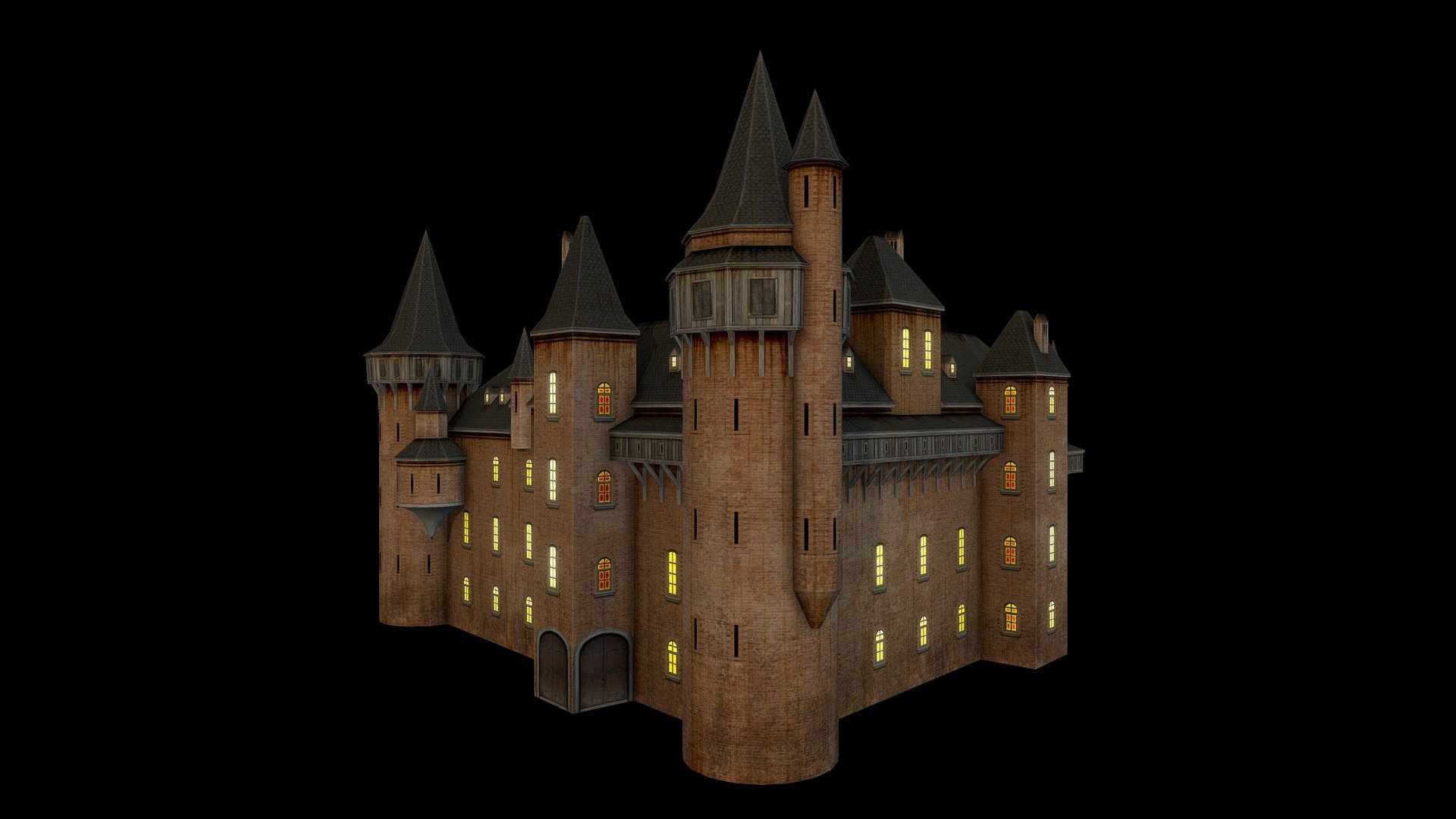 Castle Chateau (Night Cycle) 3d model