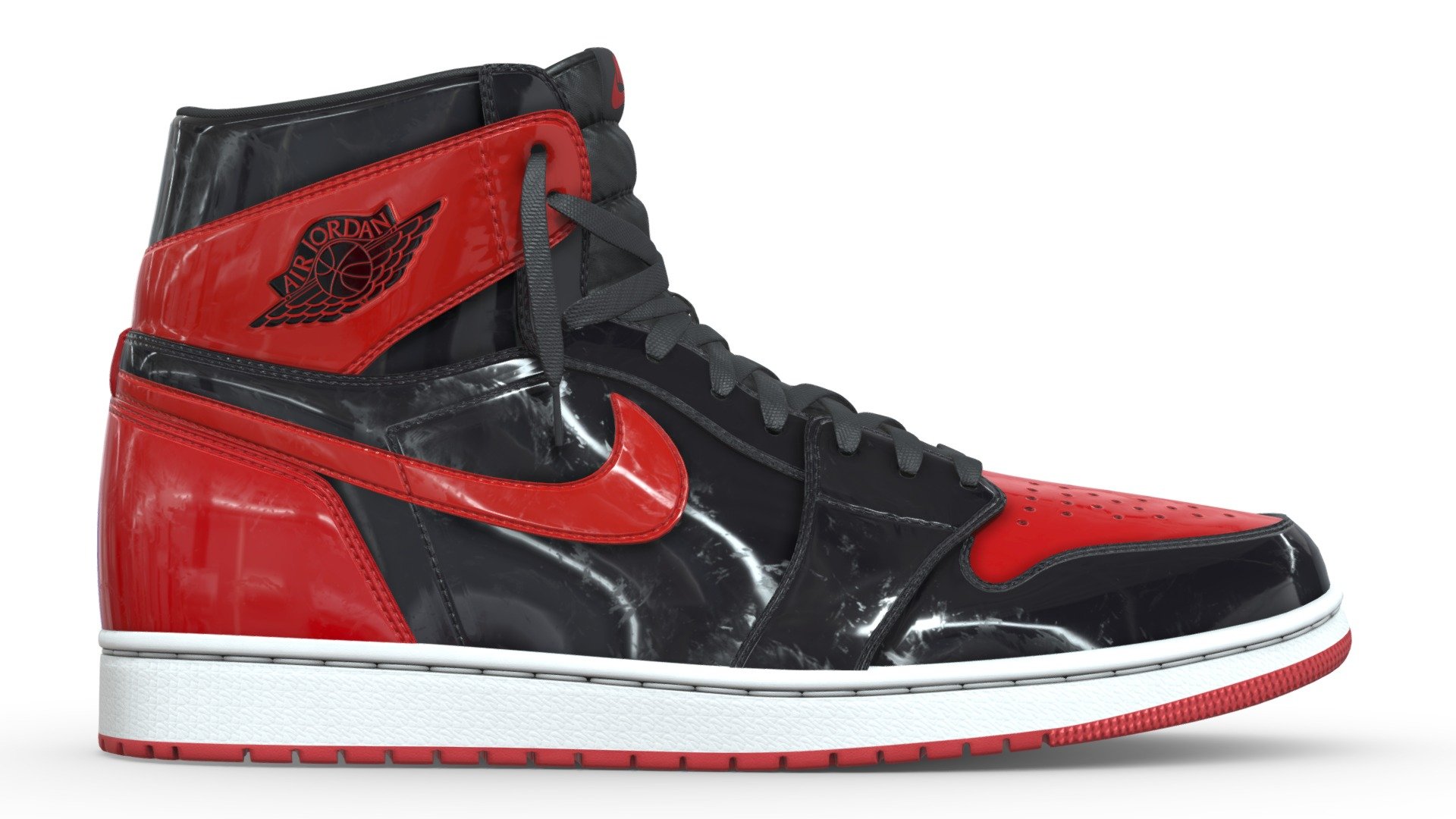 Jordan 1 Retro High OG Patent Bred Sneaker 3d model