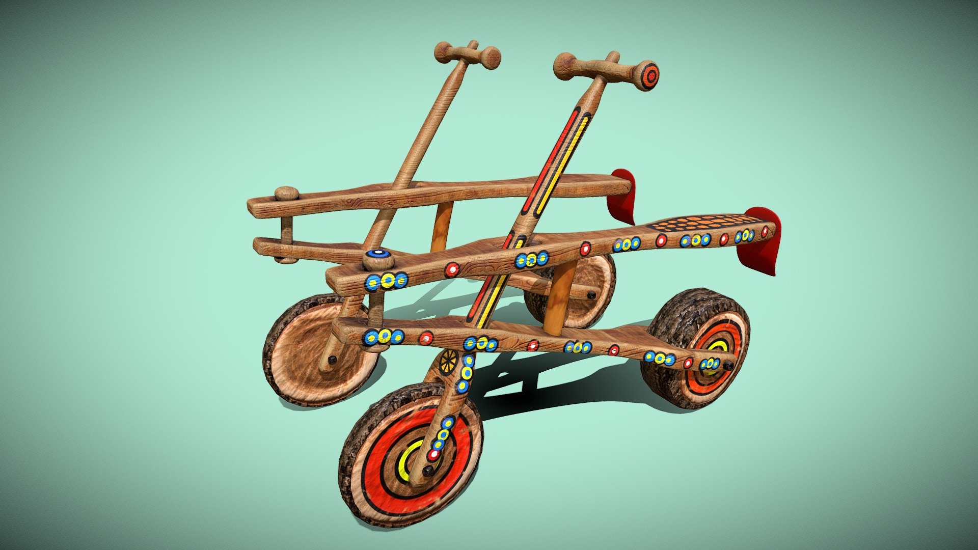 Bicycle Wooden African 3d model