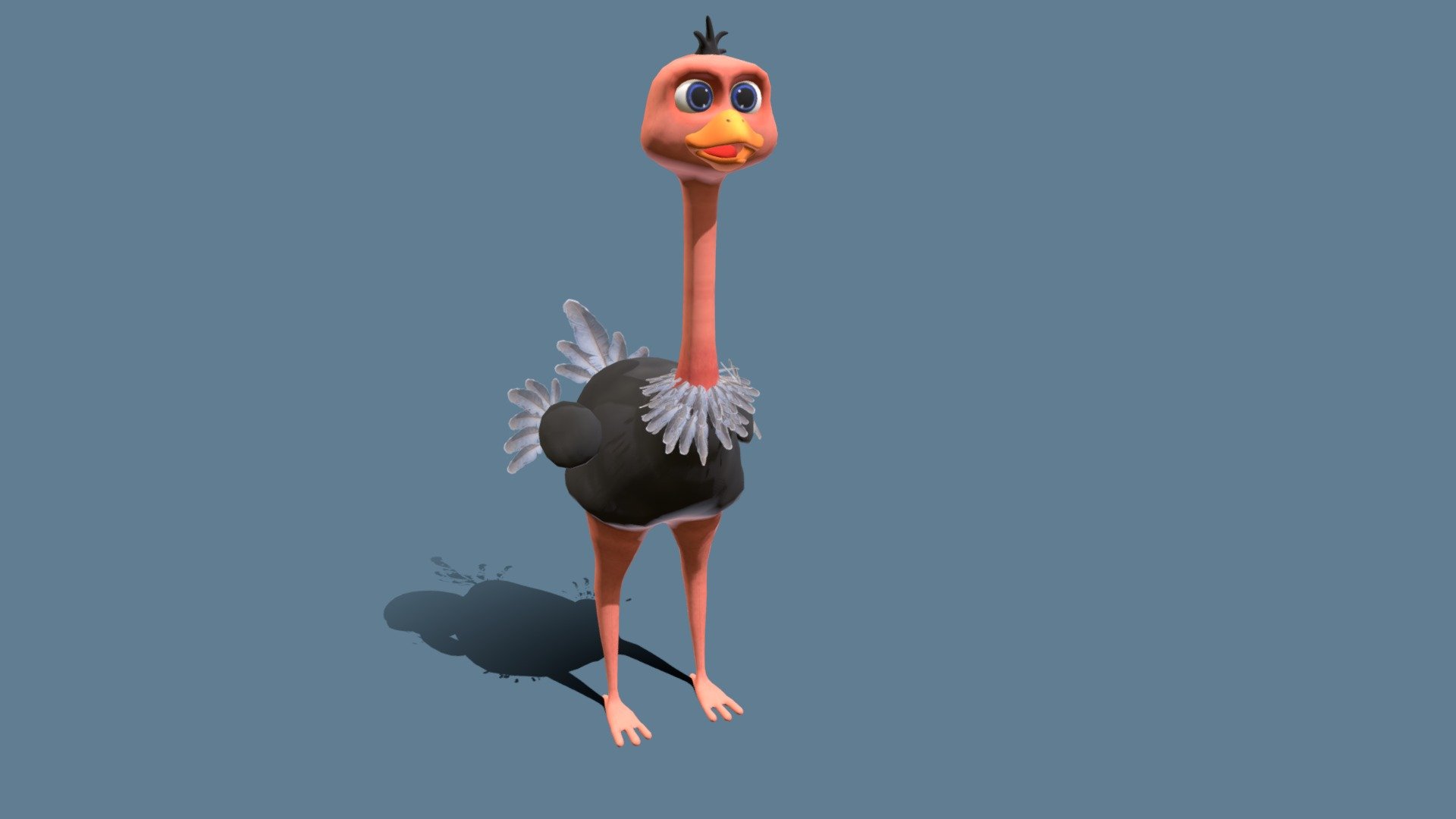 cartoon oistrich 3d model