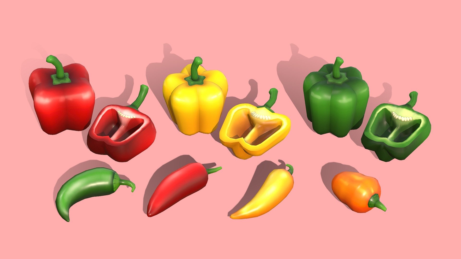 Hot and Sweet Peppers 3d model