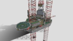 Jackup Drilling Rig "Galaxy II" Low Poly