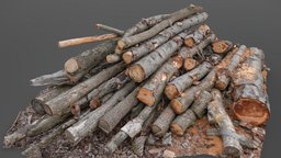 Cherry tree log stack