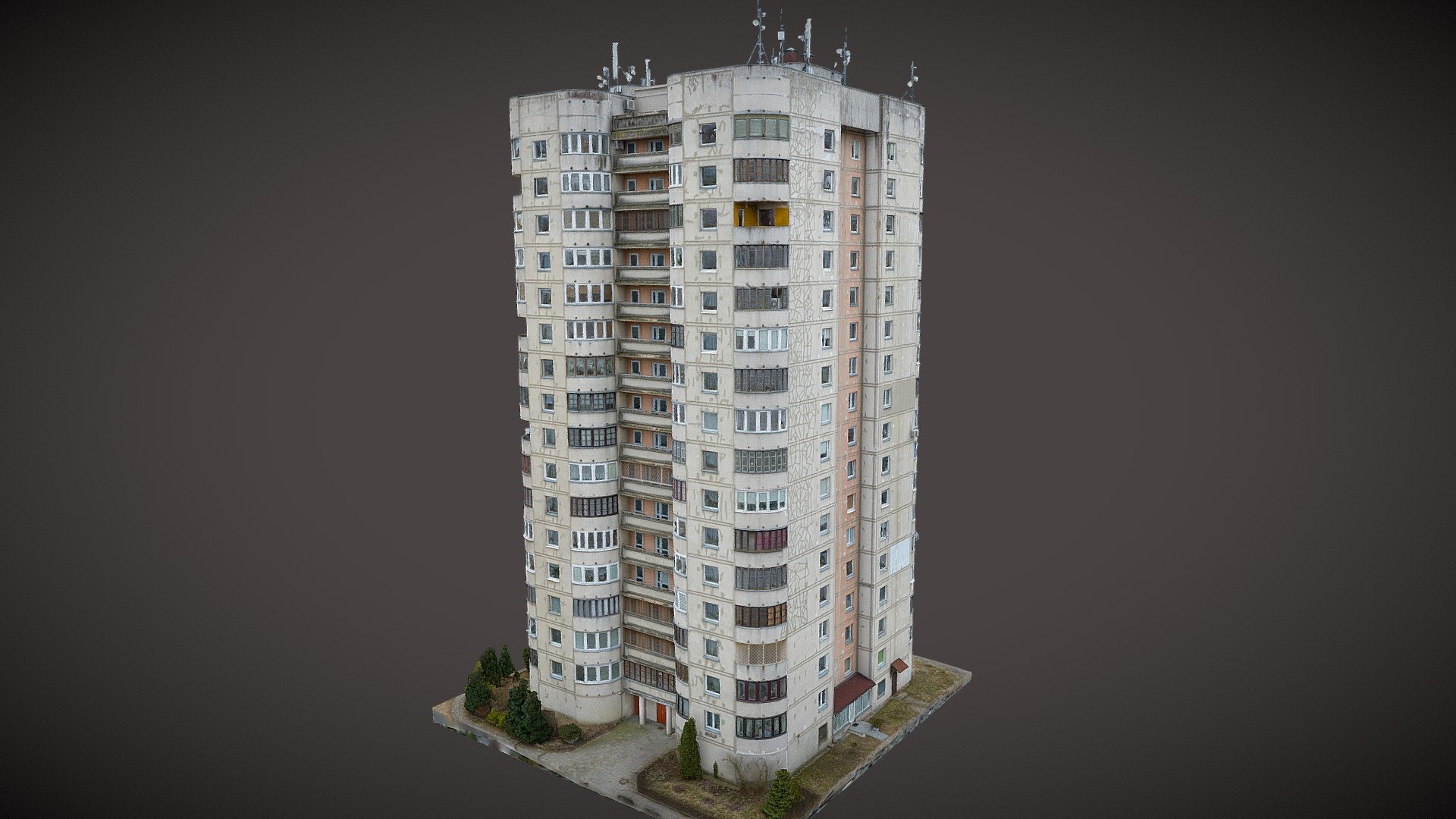 Soviet era 16 floor apartment building. Vilnius 3d model