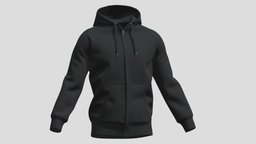 Hoodie Zip Black PBR Realistic