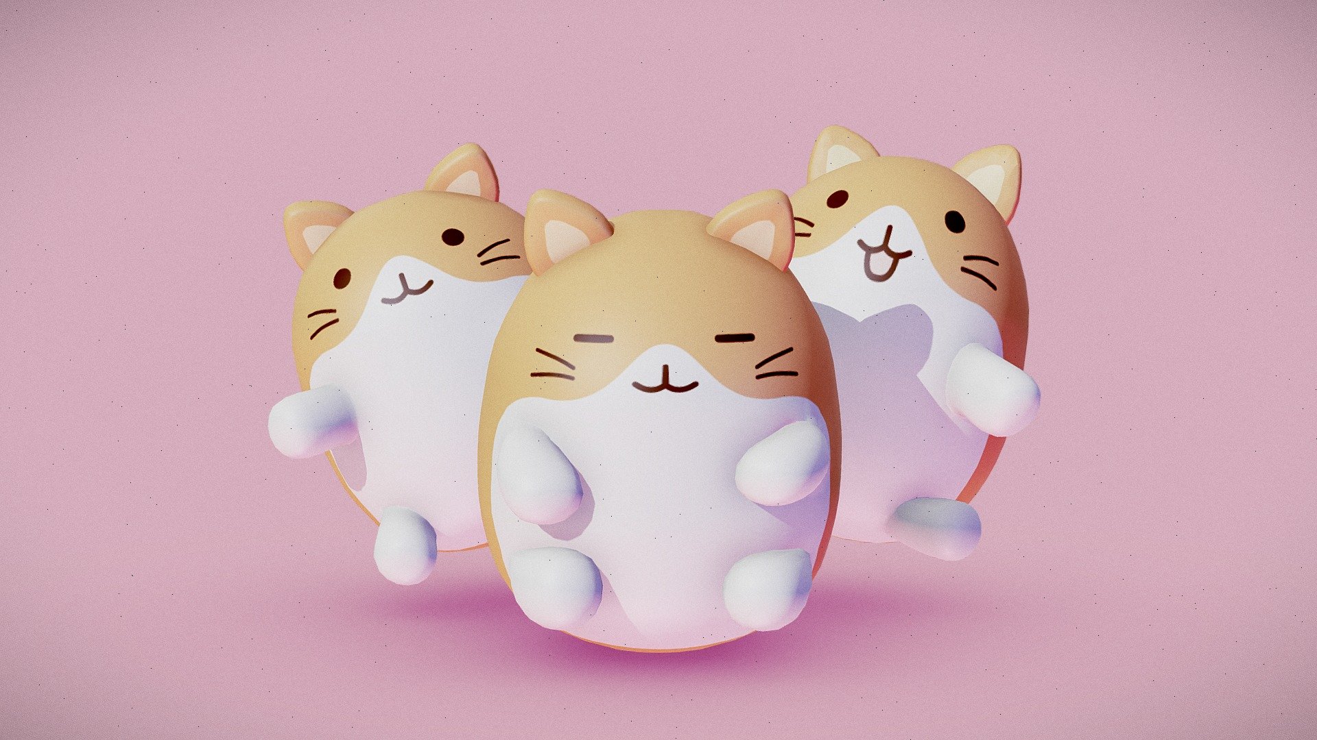 Kawaii Cats 3d model