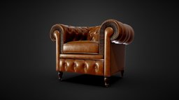 Brown leather armchair