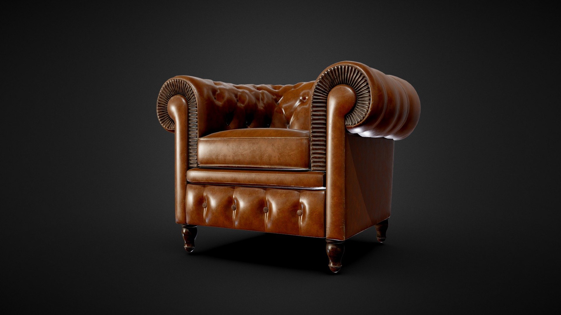 Brown leather armchair 3d model