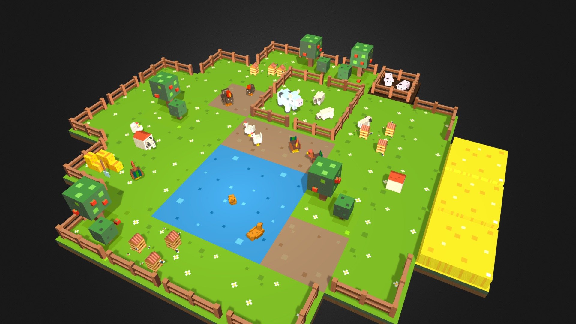 Lowpoly farm animals 3d model