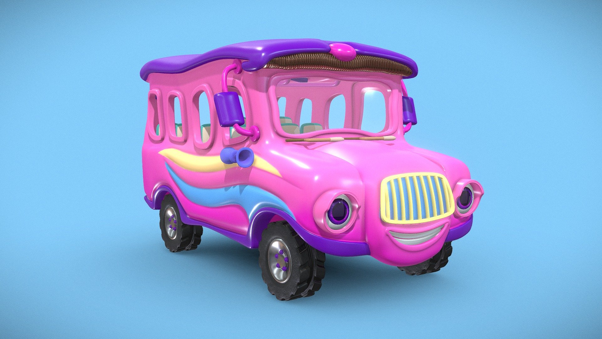 cartoon bus 3d model