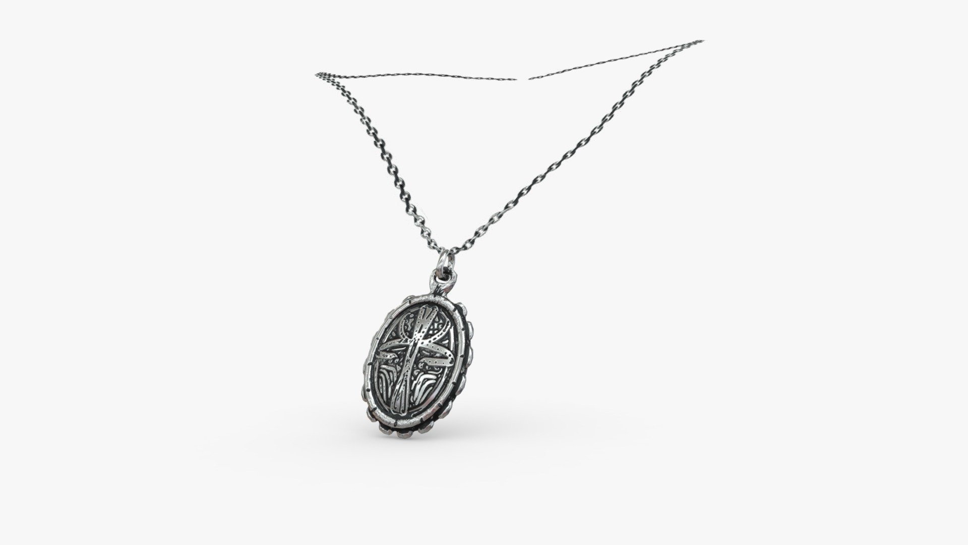 Silver Locket Necklace 3d model