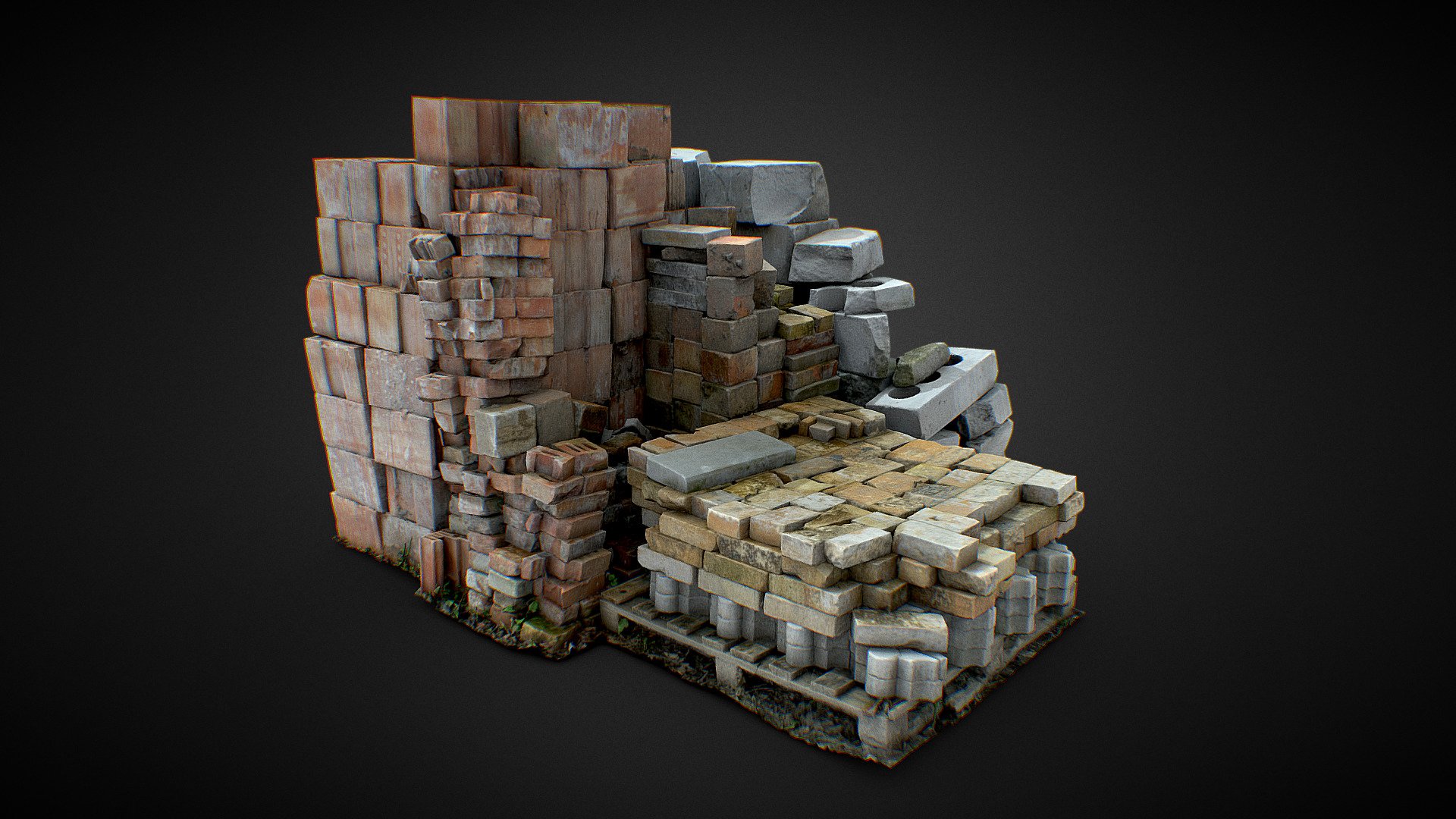 Heap of Construction Old Debris Bricks 3D Scan 3d model