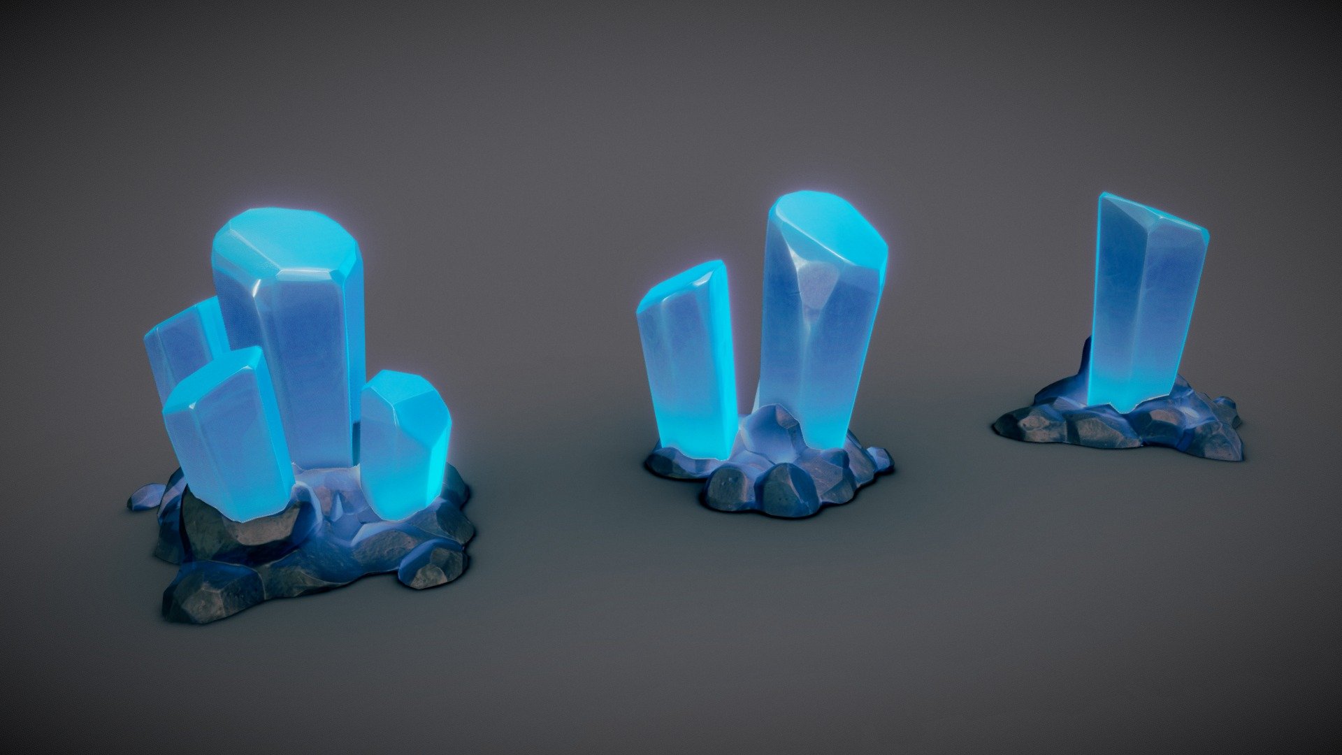 Stylized Crystal Clusters 3d model