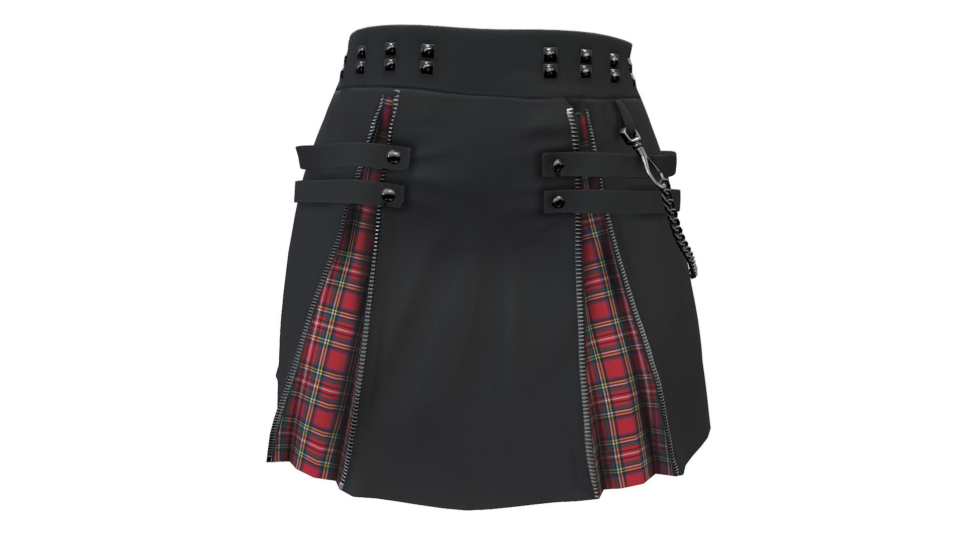 Female Mini Black Punk Skirt 3d model