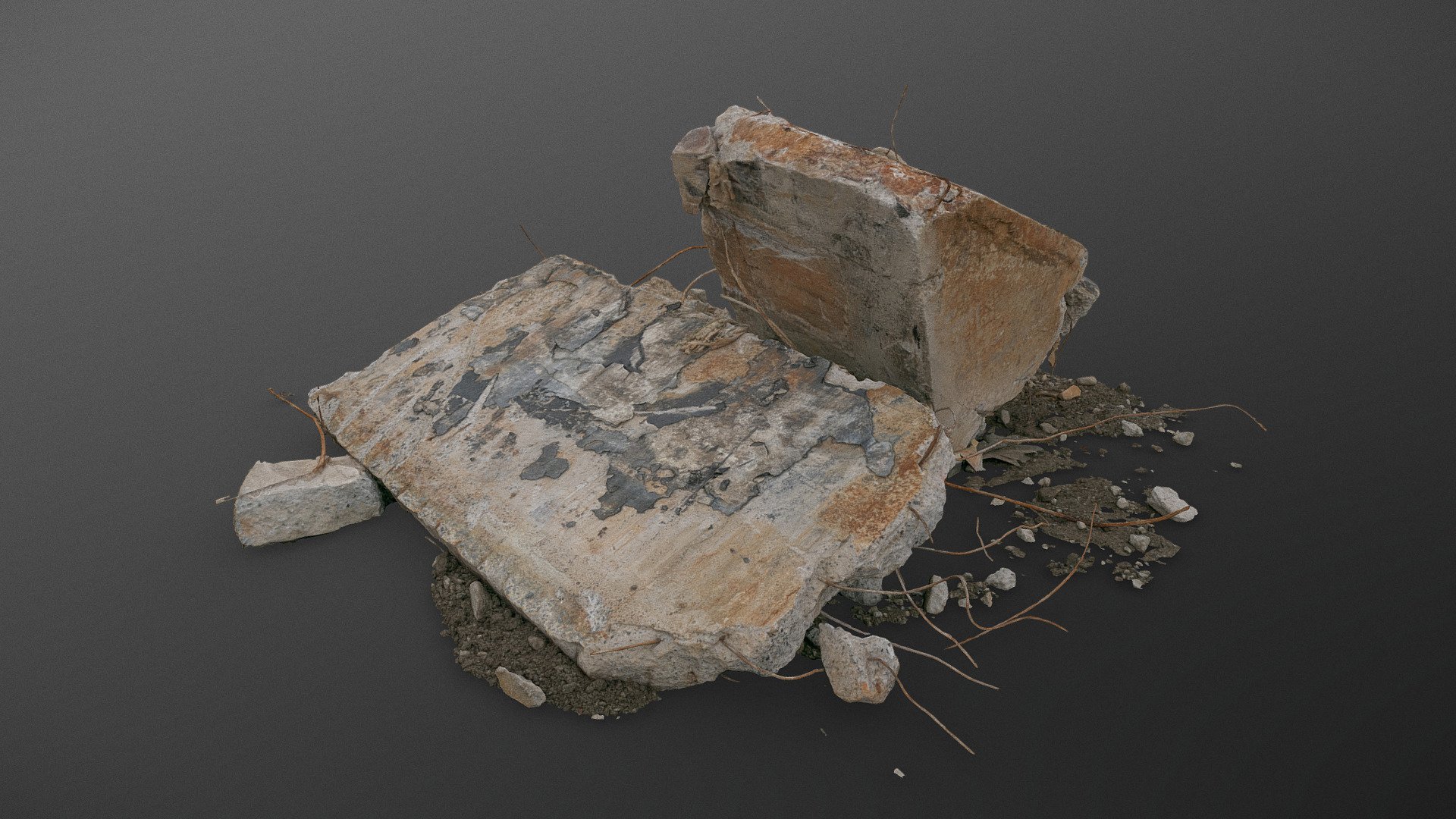 Orange concrete rusted block 3d model