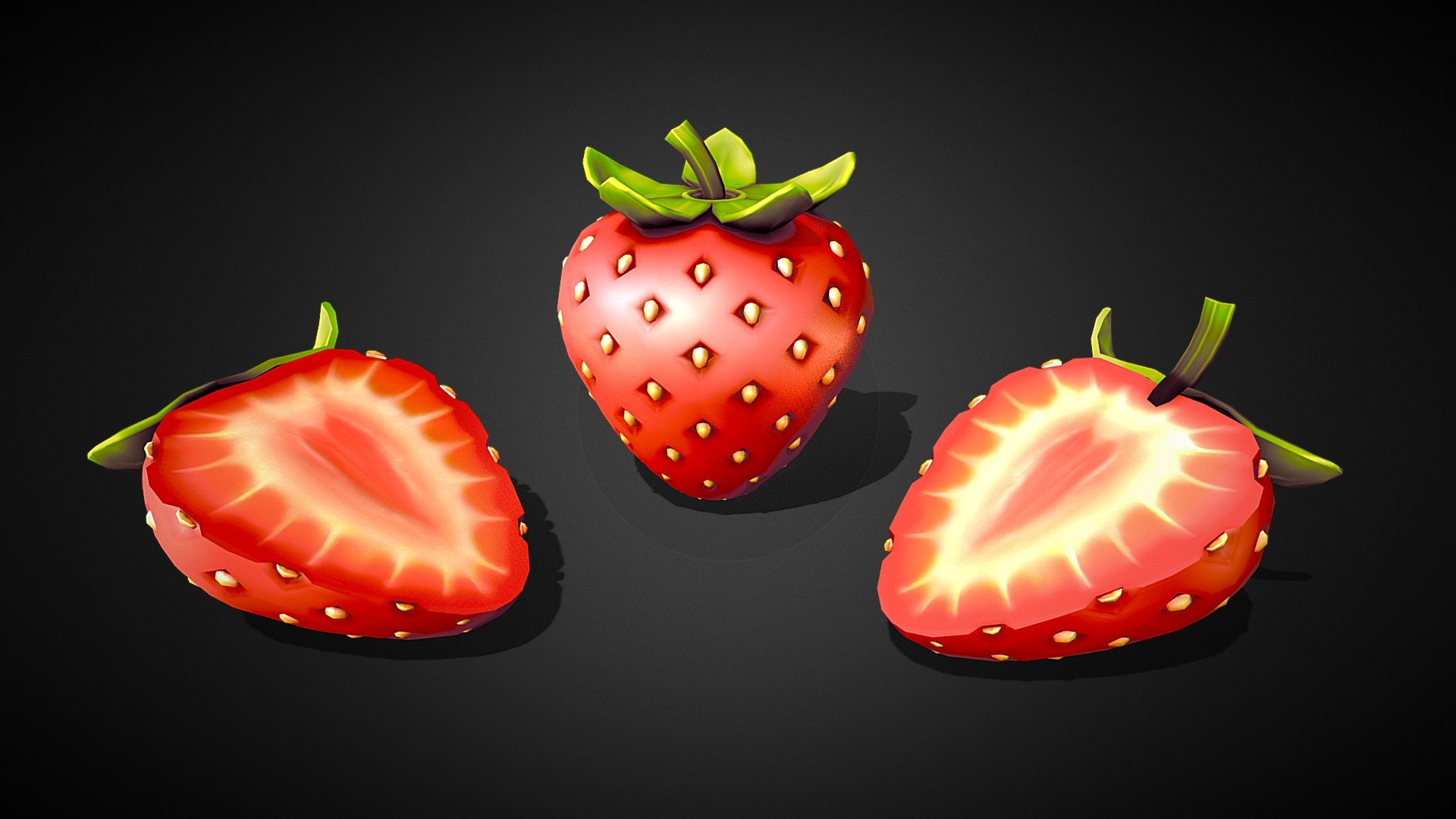 Strawberry Fruit Sliced Model 3d model