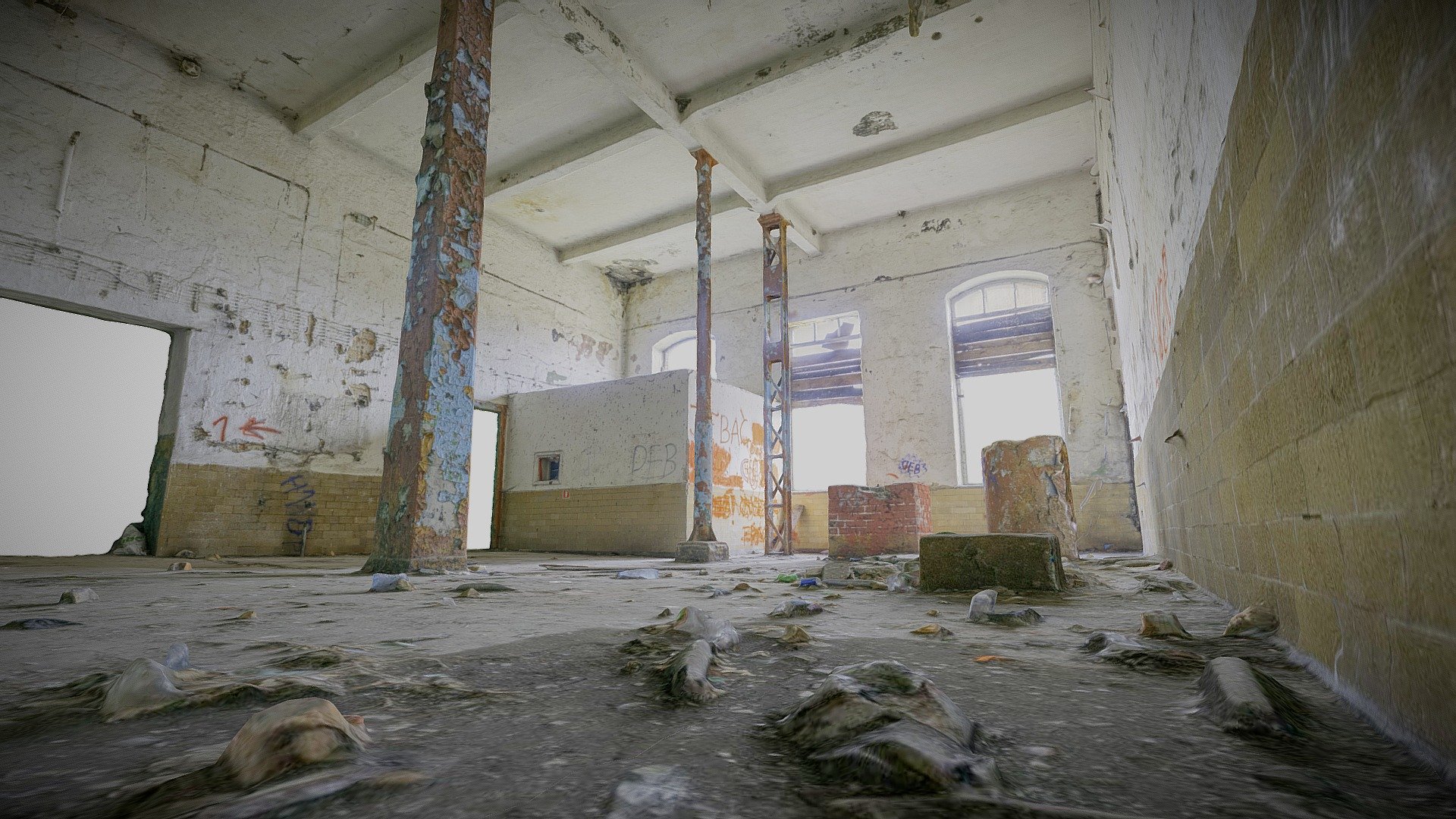 High hall in an abandoned factory 3d model