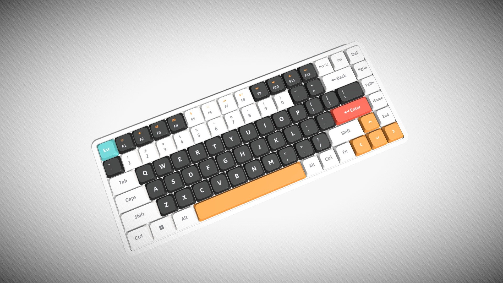 75-Percent Layout Keyboard White 3d model