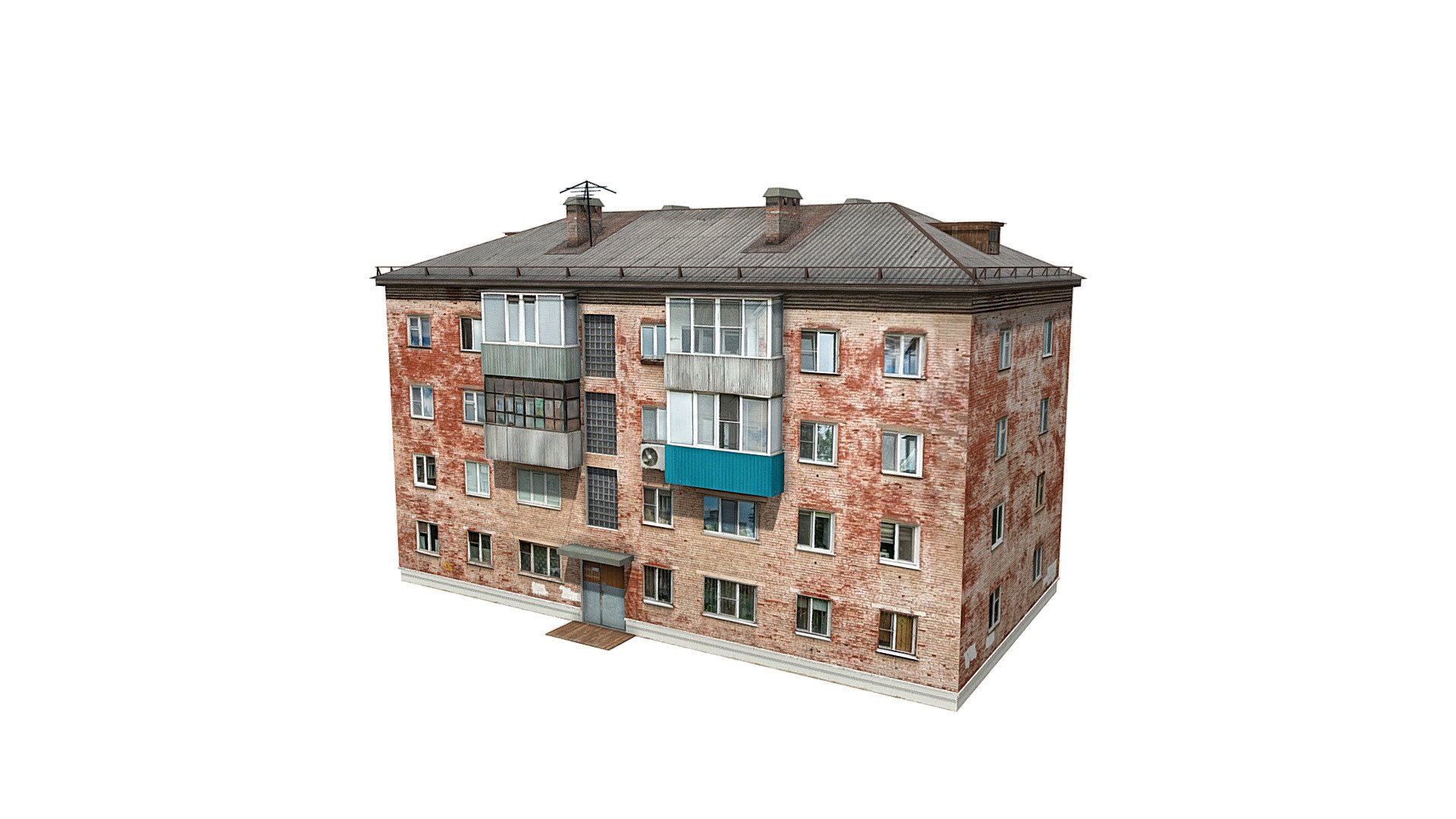 Four-storey Residential Building 3d model