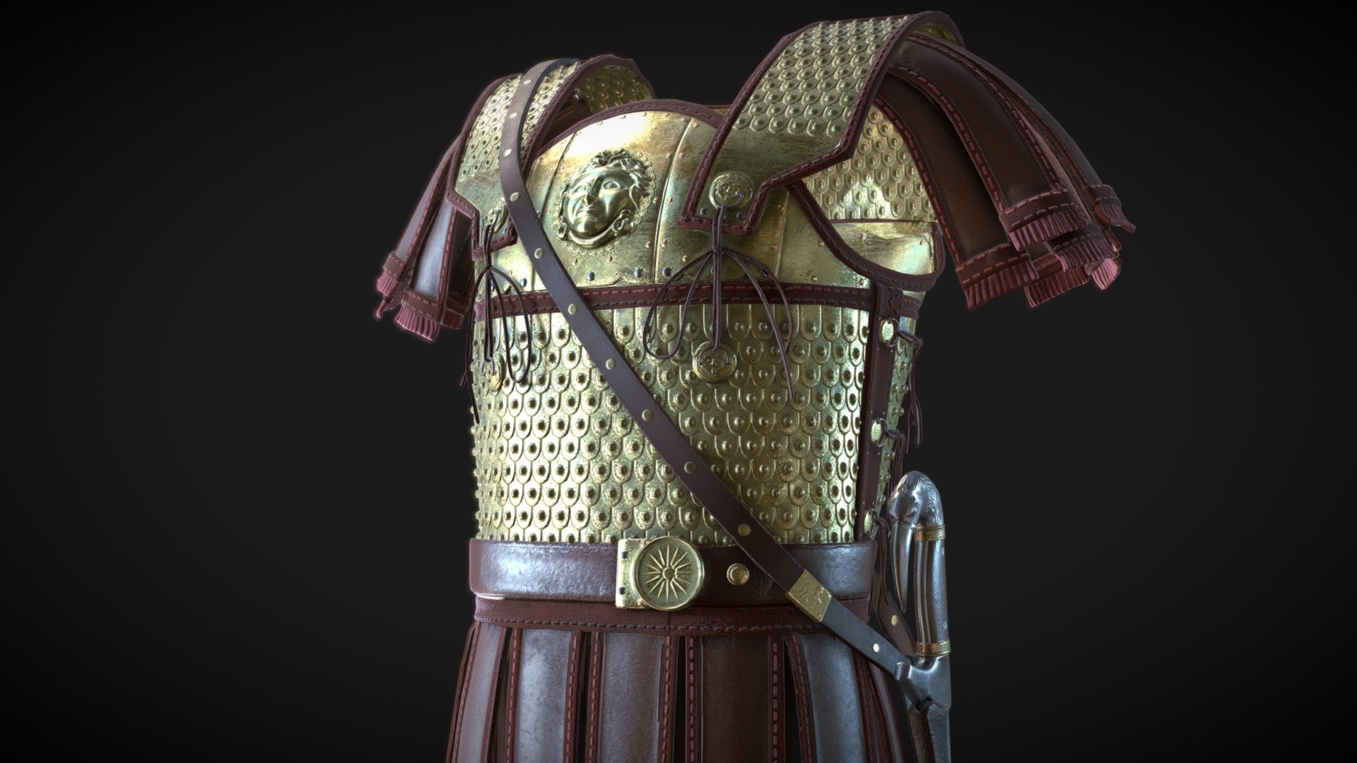 Heavy Linothorax, ancient Greek armor 3d model