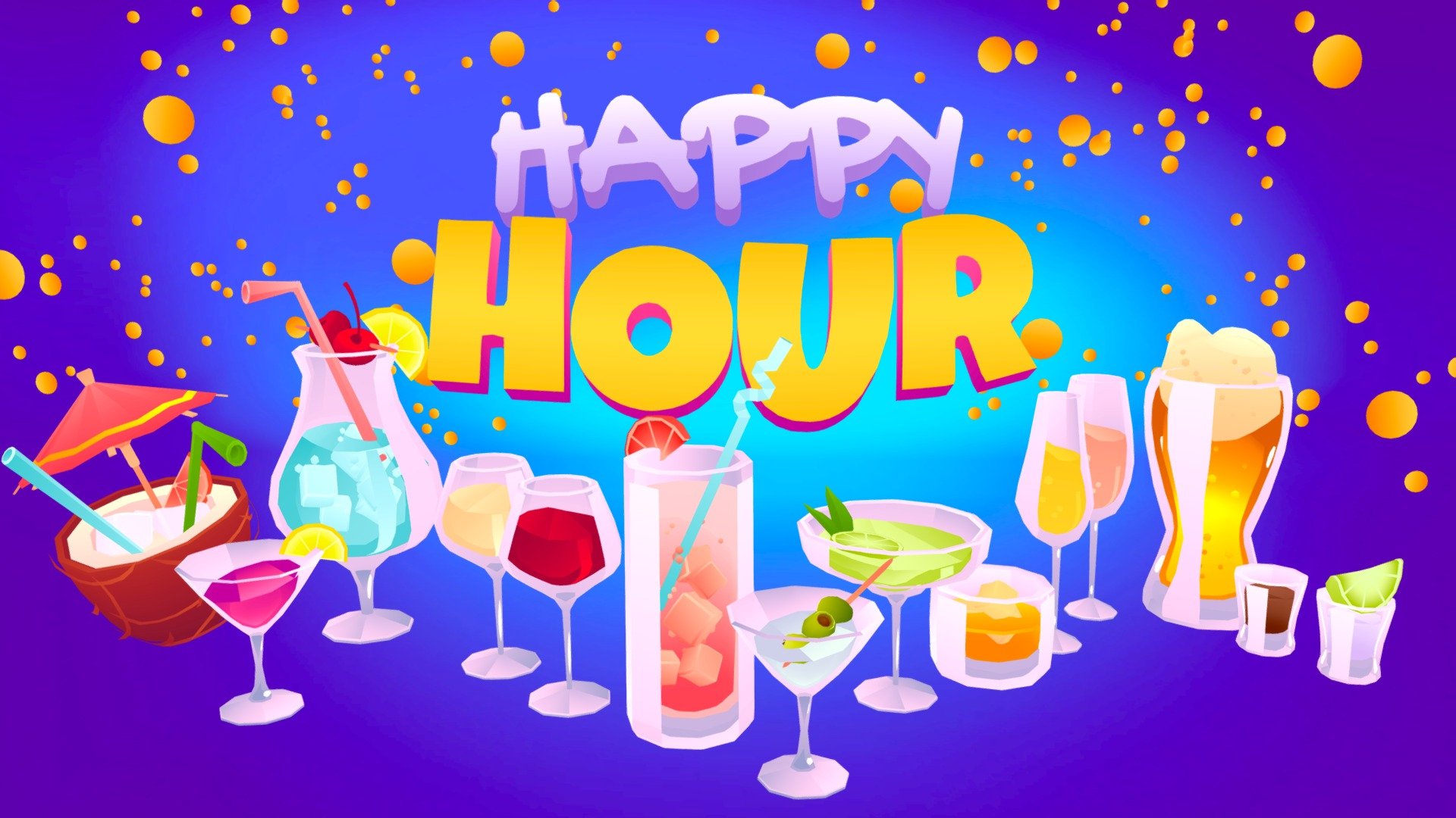 Stylized Unlit  Cocktails 🥂🍹🍷🍸 3d model