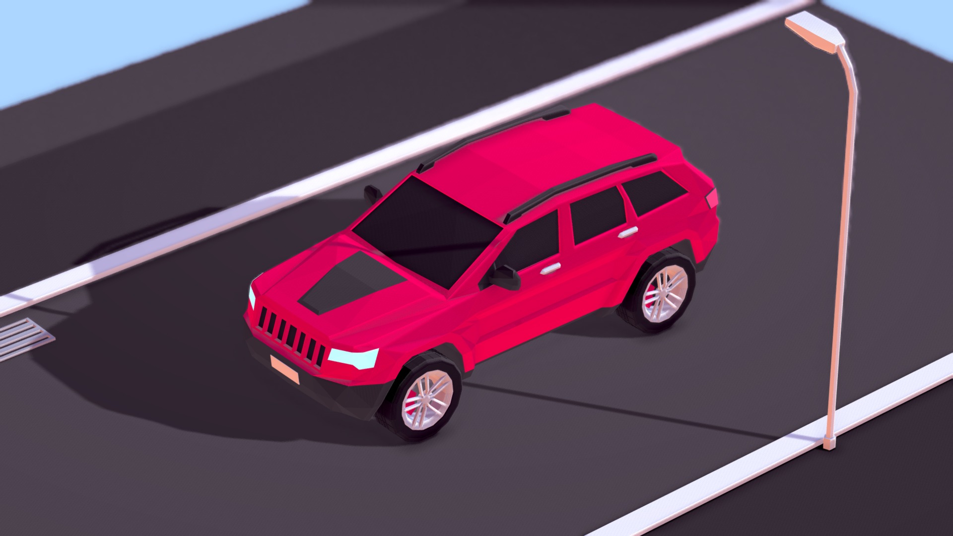 Cartoon Low Poly Cherokee Jeep Car 3d model