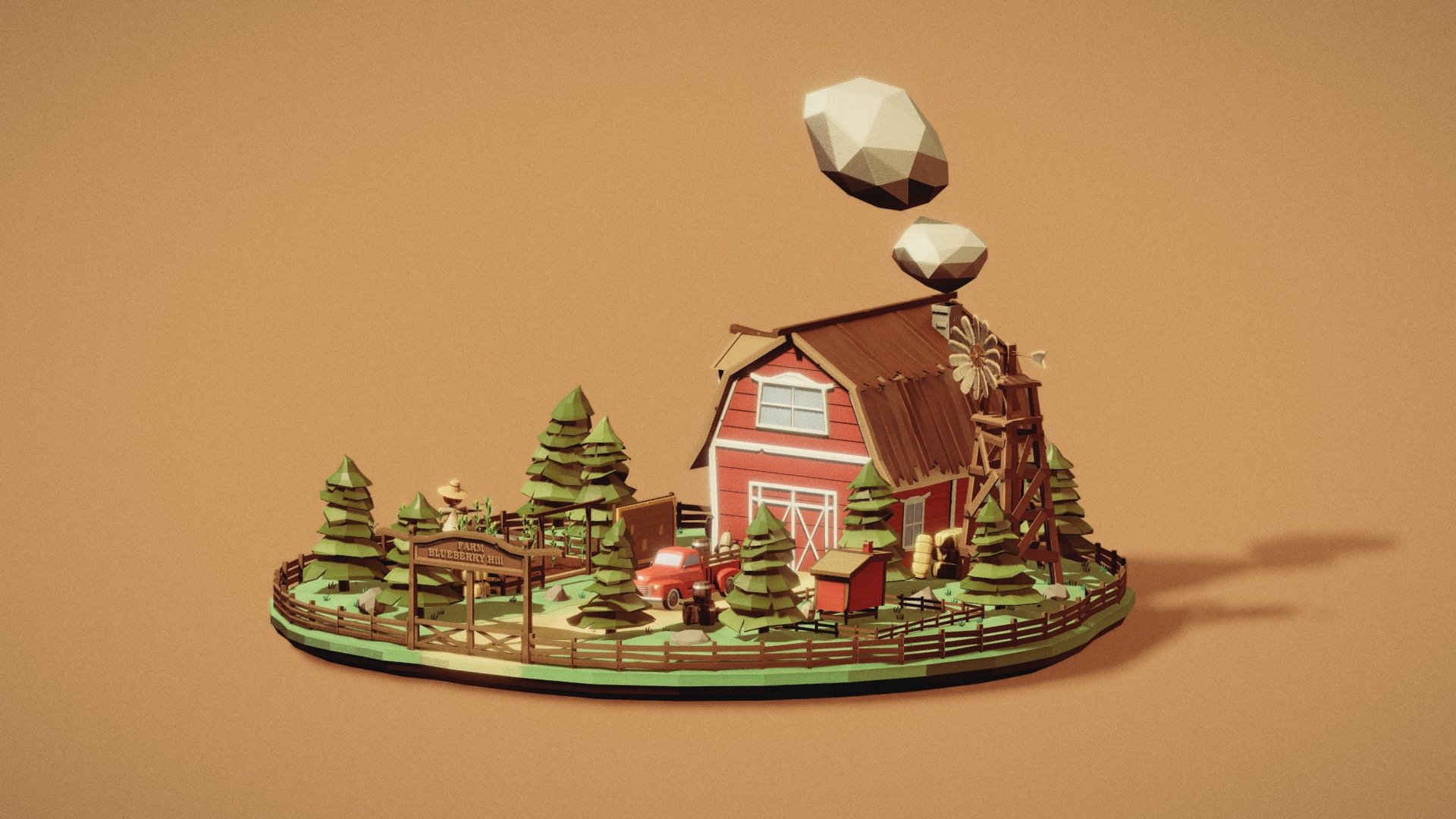 Low Poly Farm 3d model