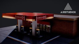 Petrol Gas Station Low Poly