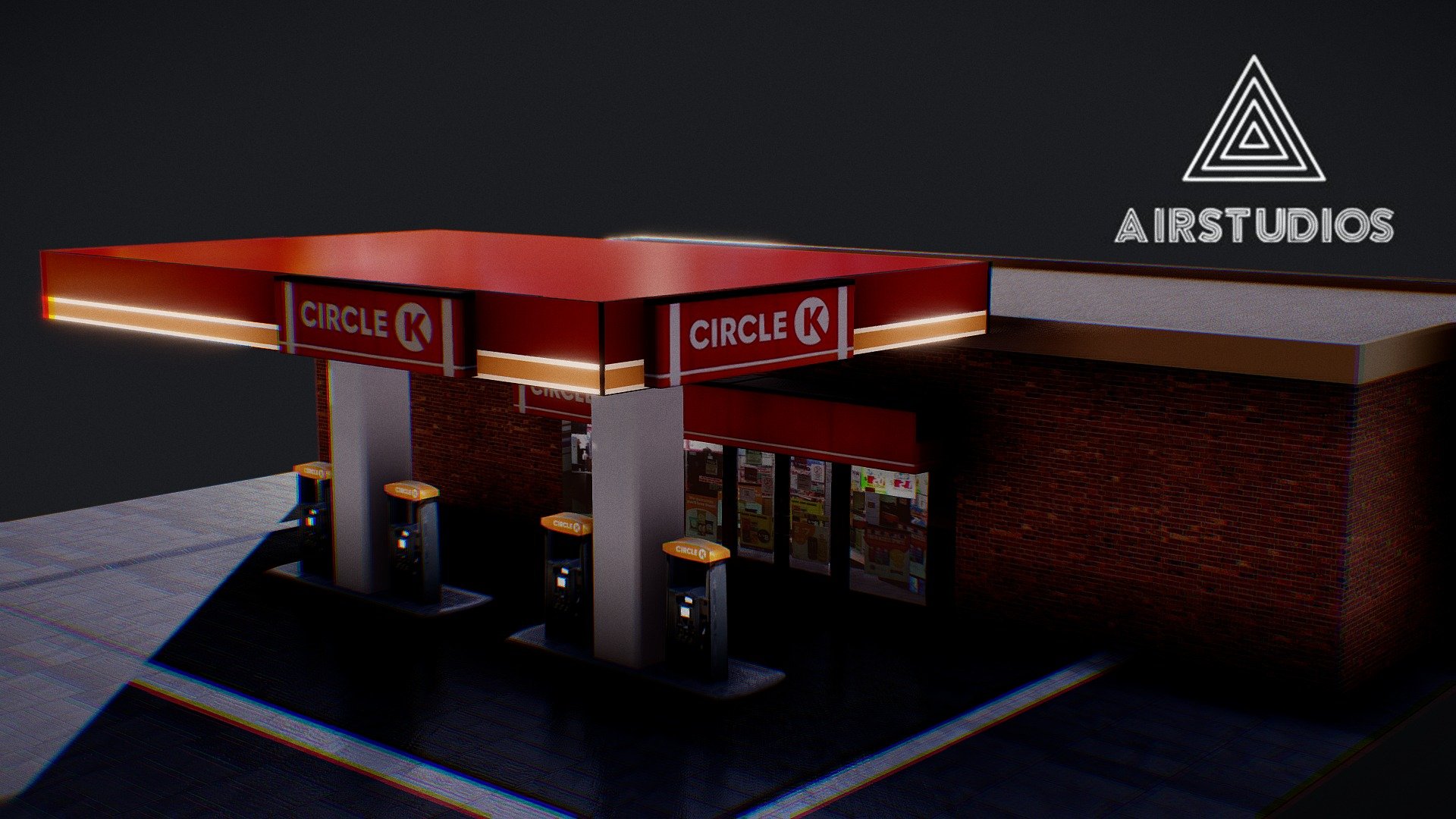 Petrol Gas Station Low Poly 3d model