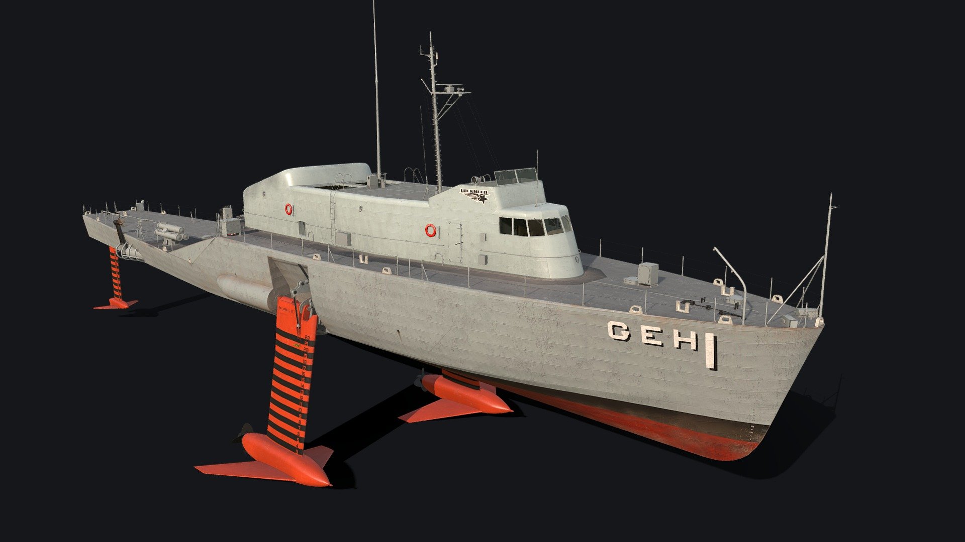 USS Plainview AGEH–1 hydrofoil ship 3d model