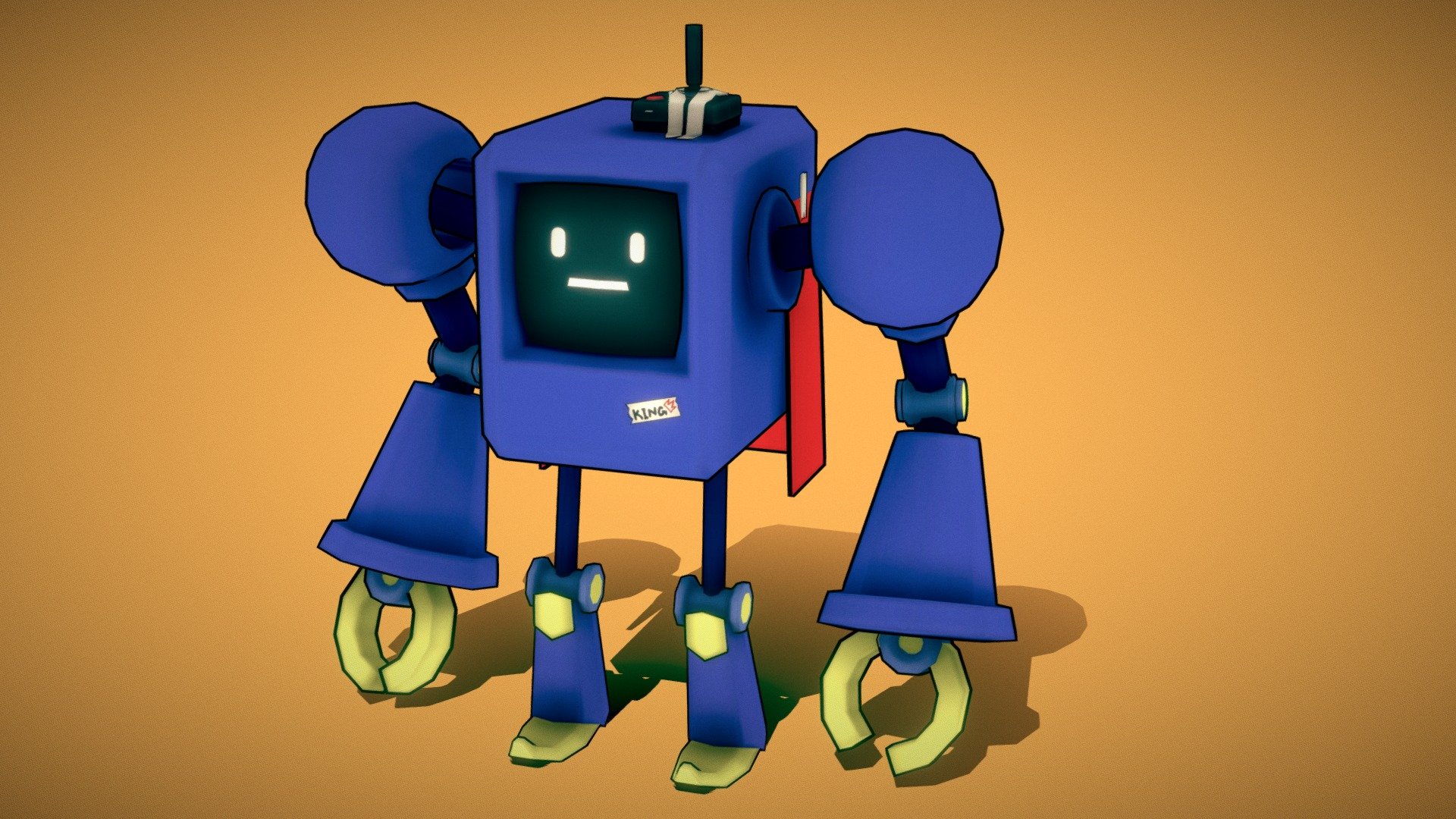 Cartoon Cute Blue Robot 3d model